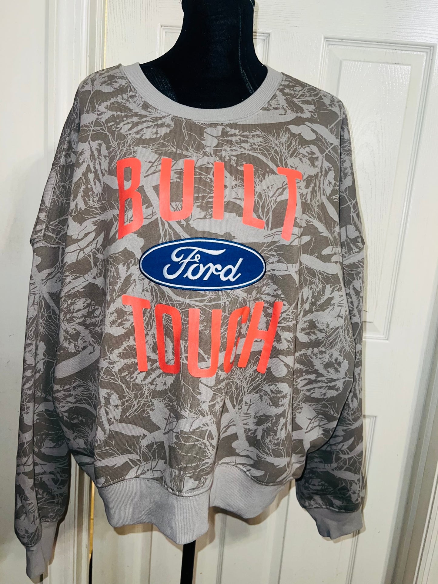 Ford Oversized Distressed Camo Sweatshirt
