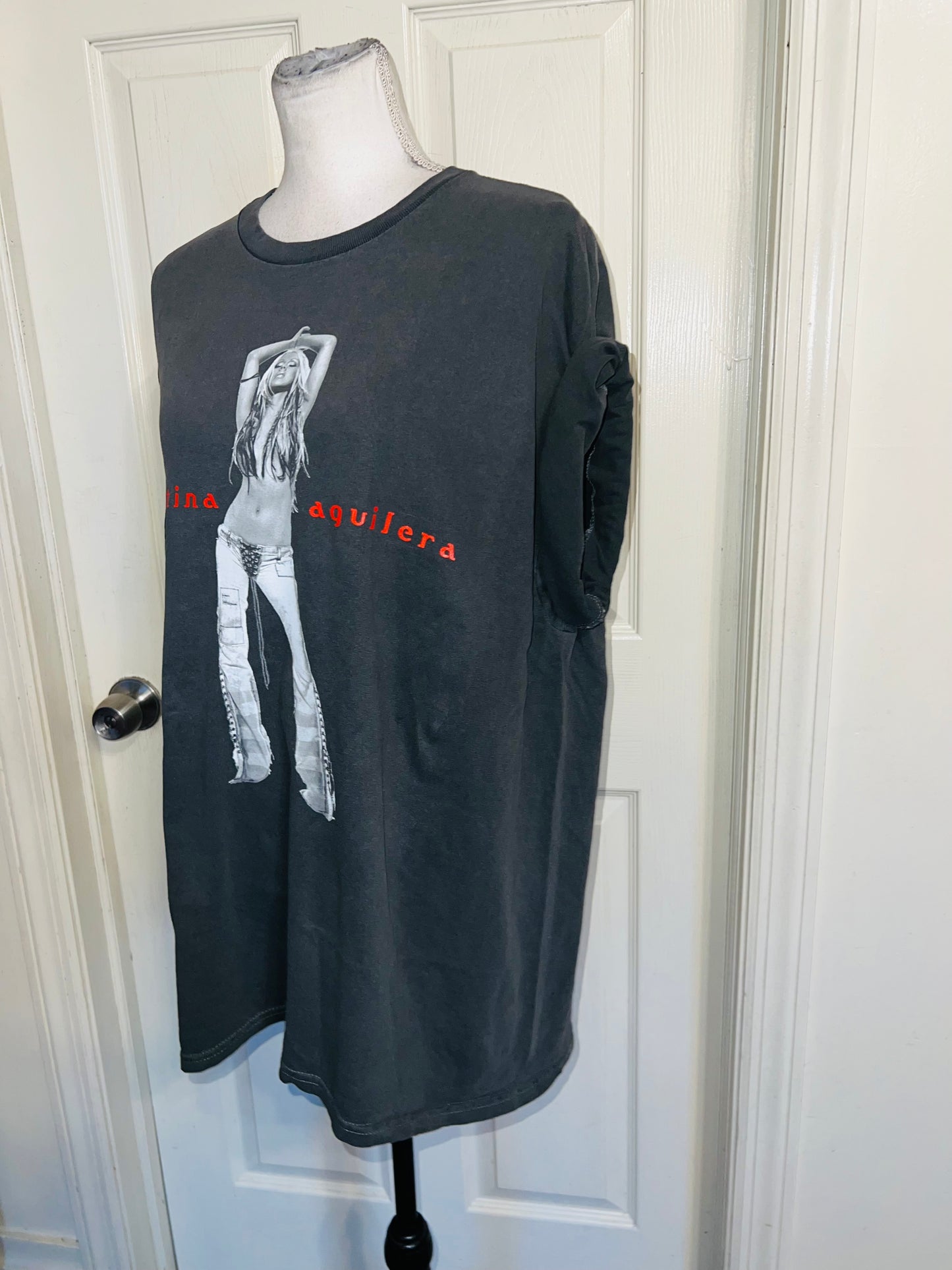 Christina Aguilera Oversized Distressed Tee