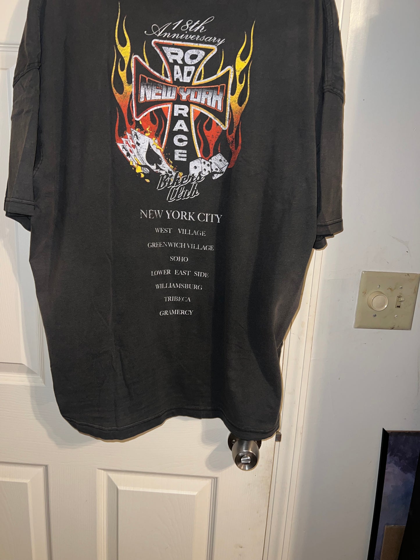 Bikers Club Road Race 18th Anniversary Vintage Oversized Distressed Tee