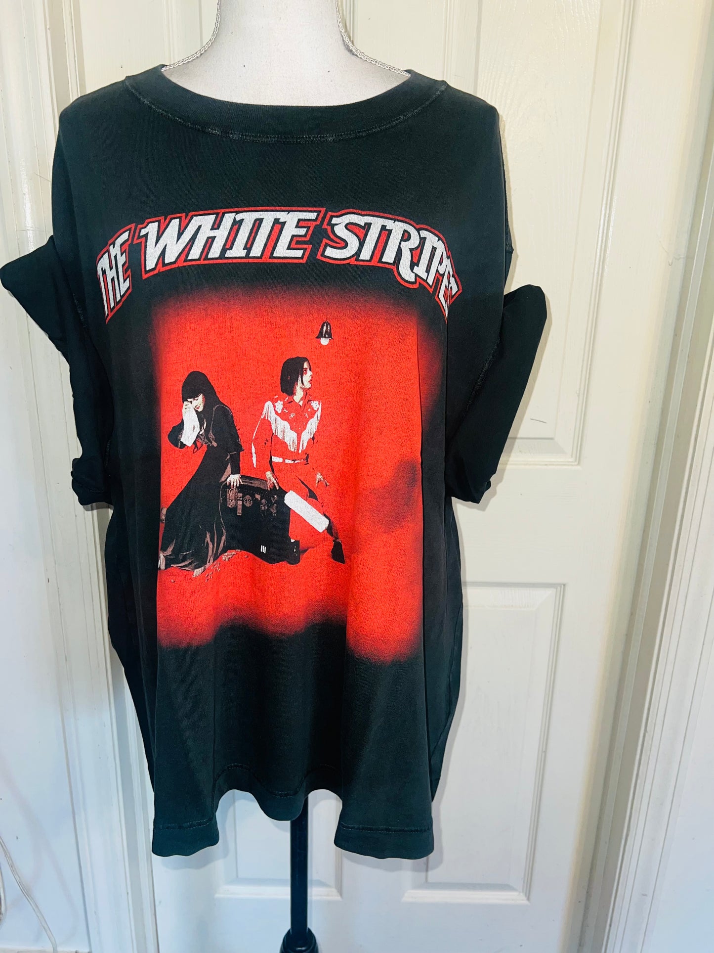 The White Stripes Double Sided Oversized Distressed Tee