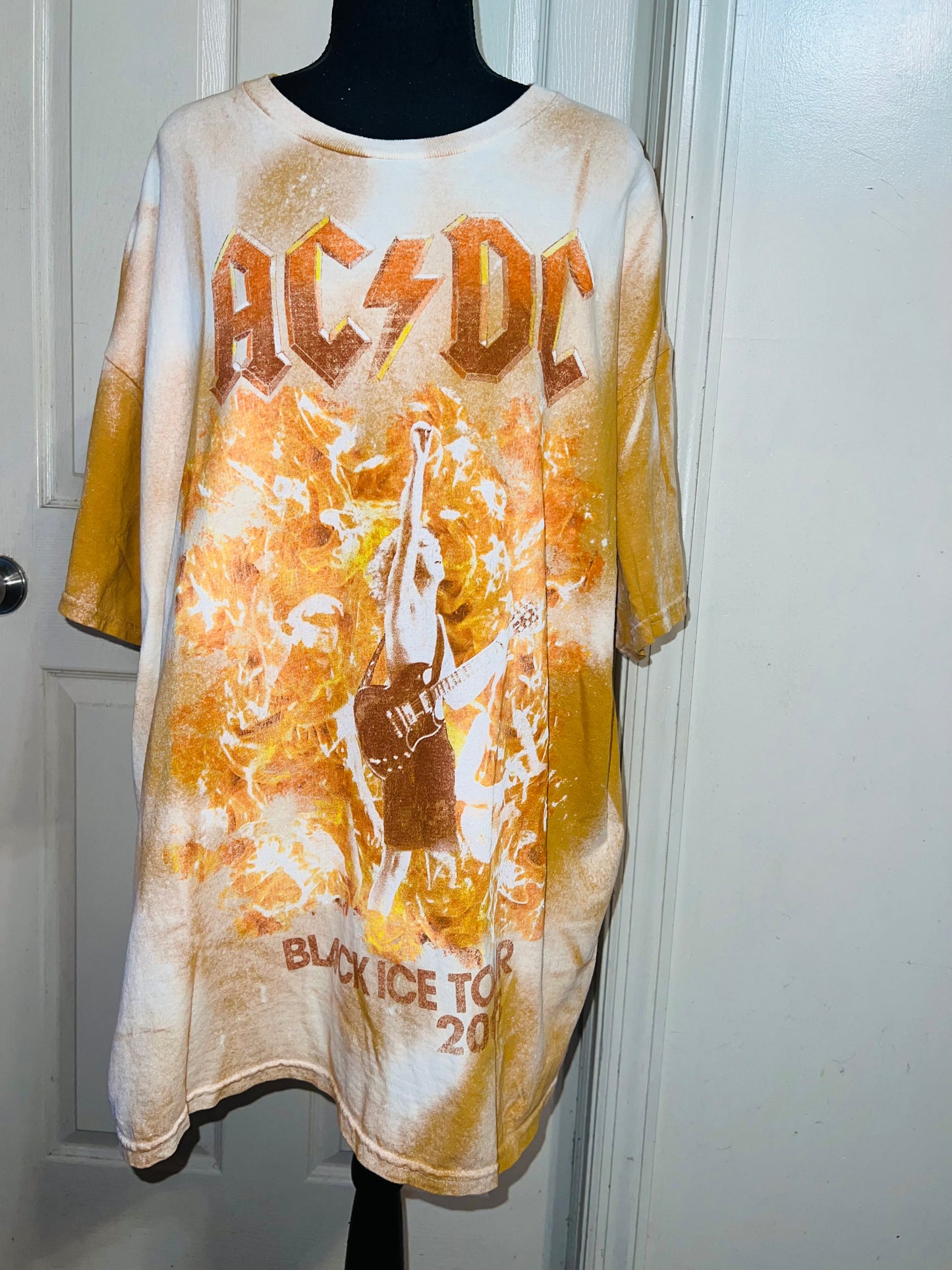 AC/DC Bleached Oversized Distressed Tee
