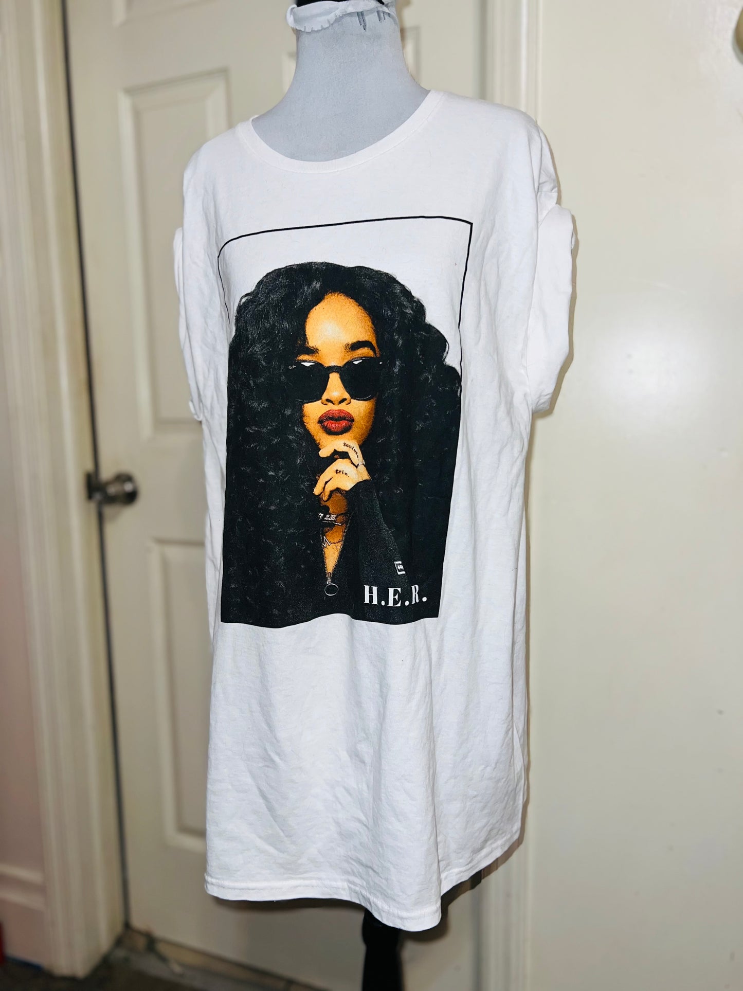 H.E.R. Oversized Distressed Tee