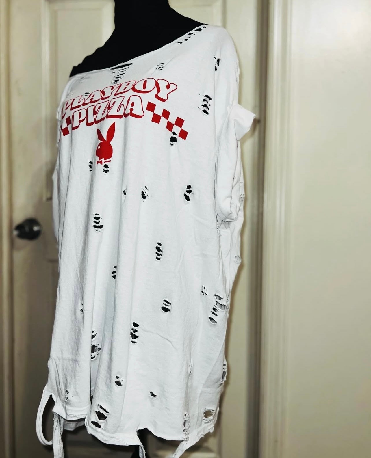 Playboy Pizza Double Sided Distressed Tee