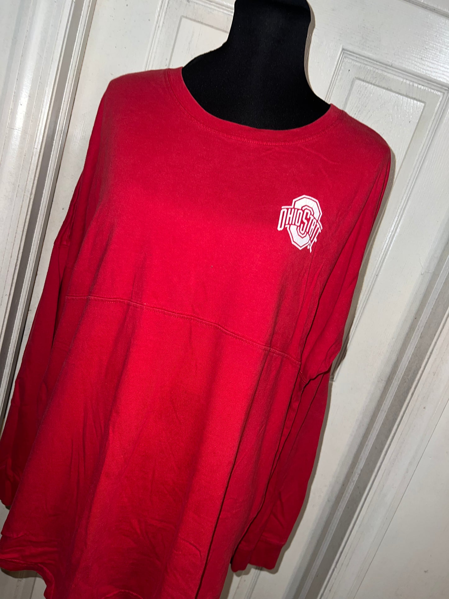 Ohio State Double Sided Oversized Distressed Long Sleeve Tee
