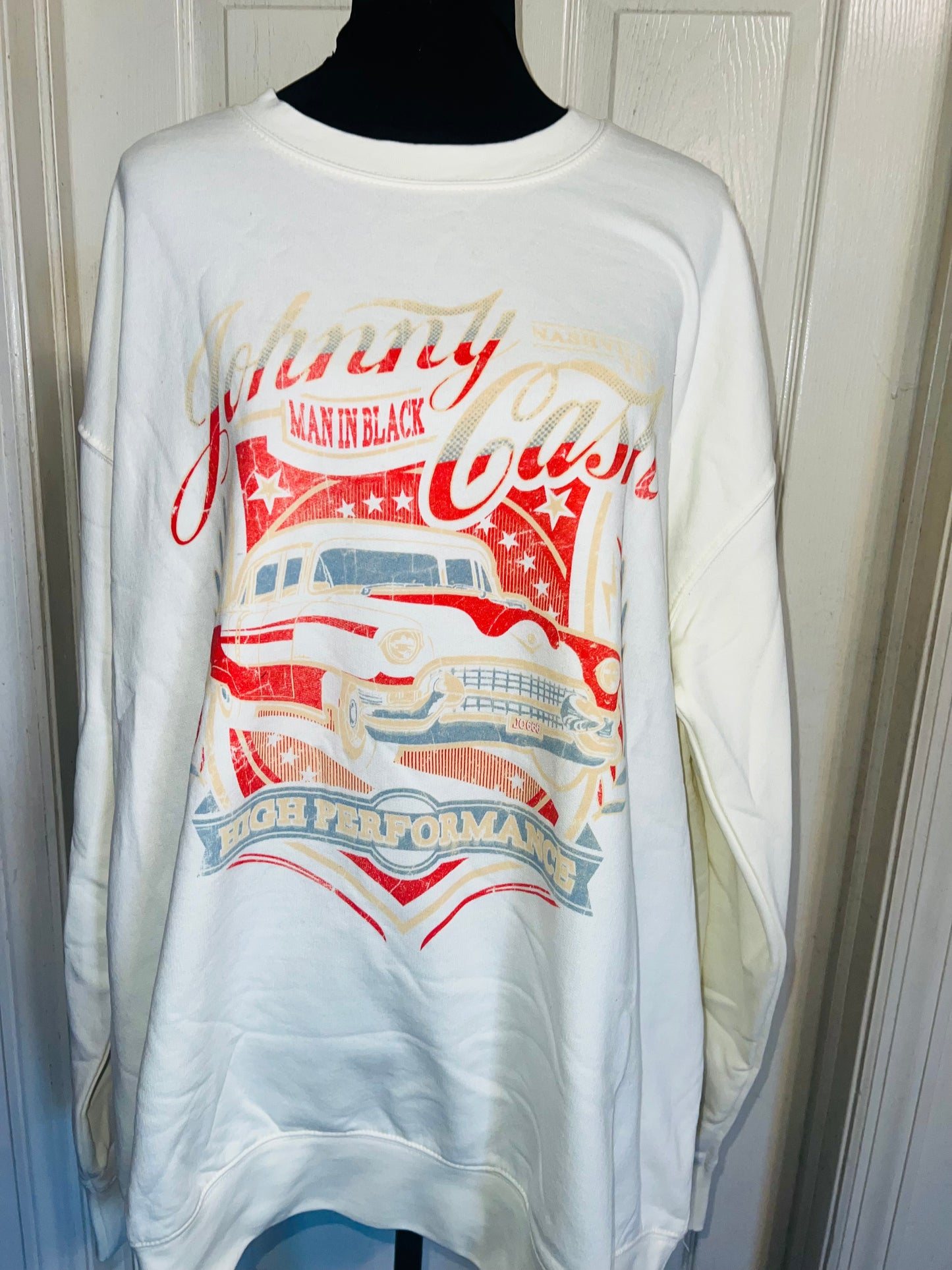 Johnny Cash Oversized Distressed Sweatshirt