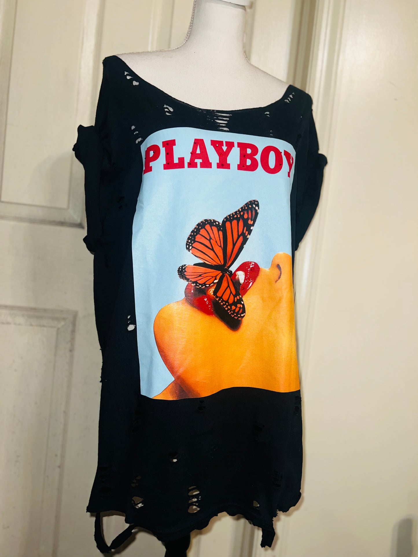 Playboy Oversized Distressed Tee