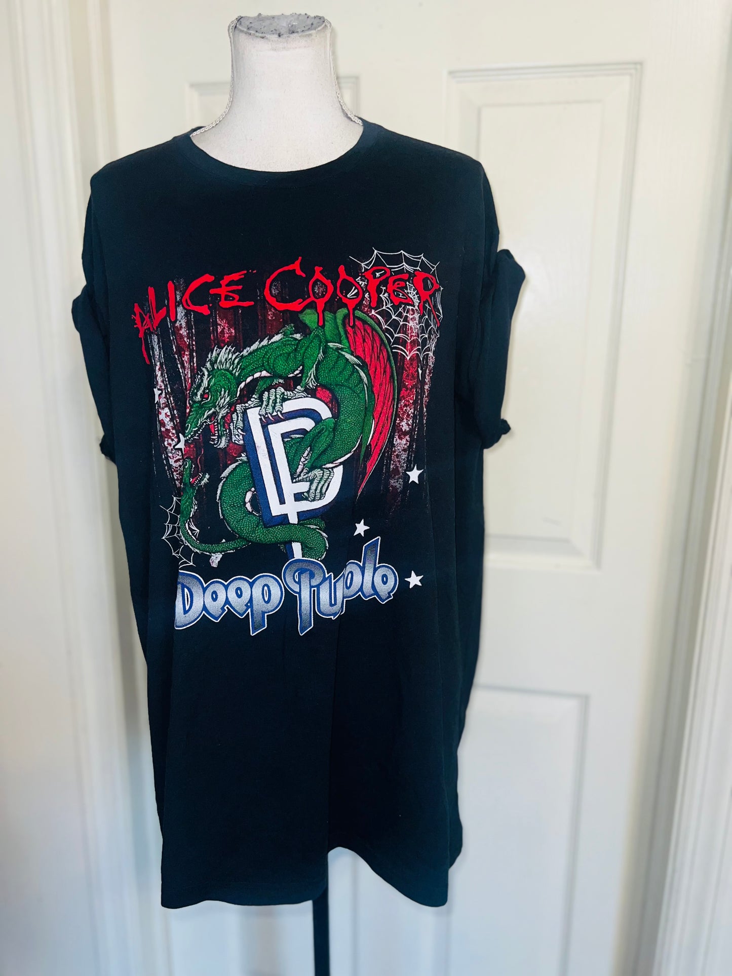 Alice Cooper and Deep Purple Double Sided Oversized Distressed Tee