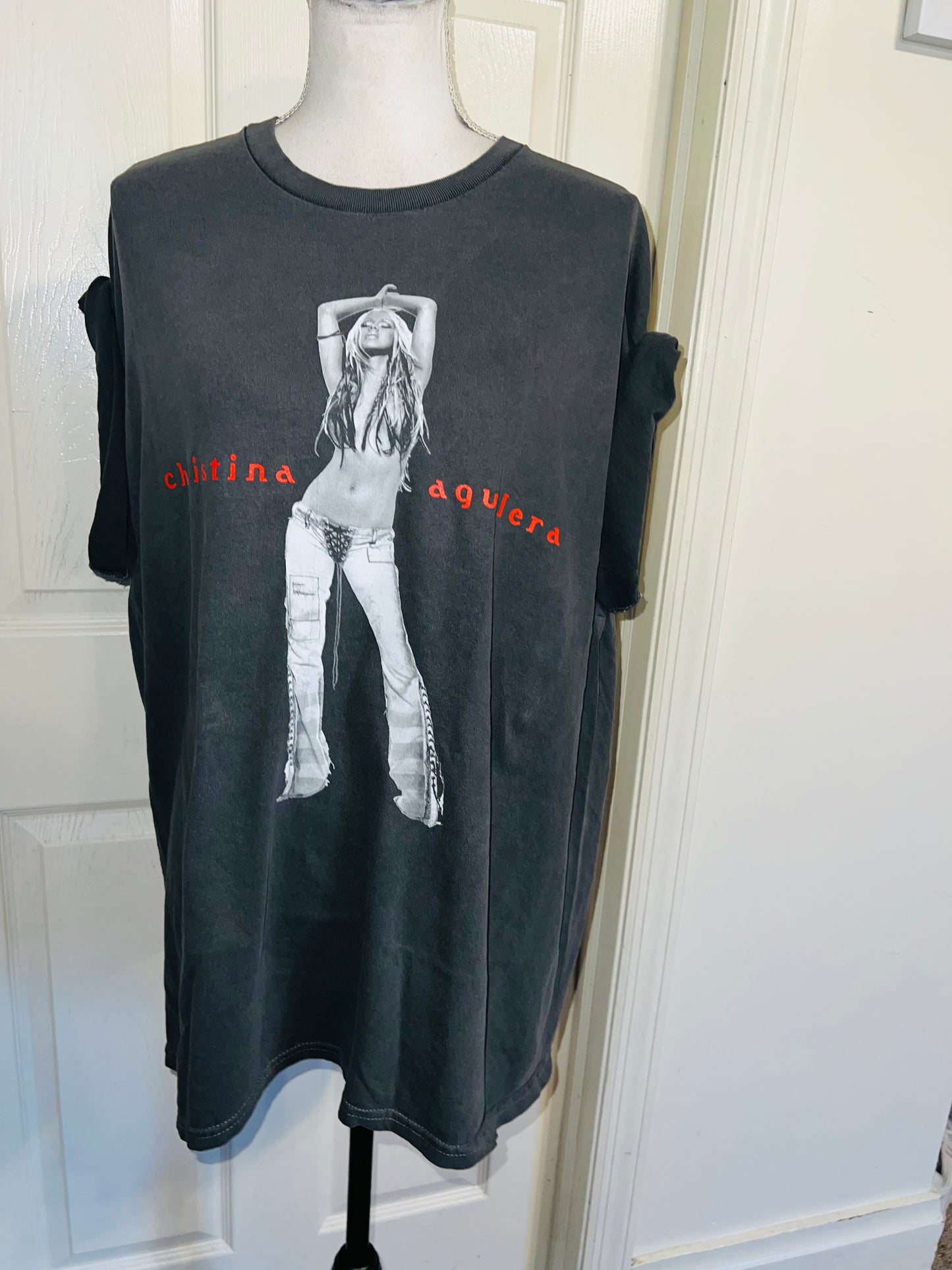 Christina Aguilera Oversized Distressed Tee