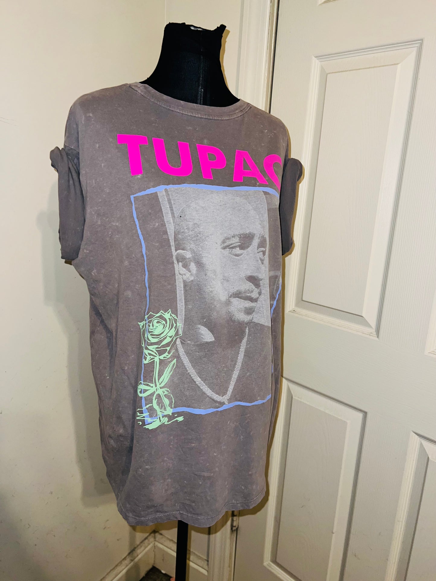 Tupac Double Sided Oversized Distressed Tee