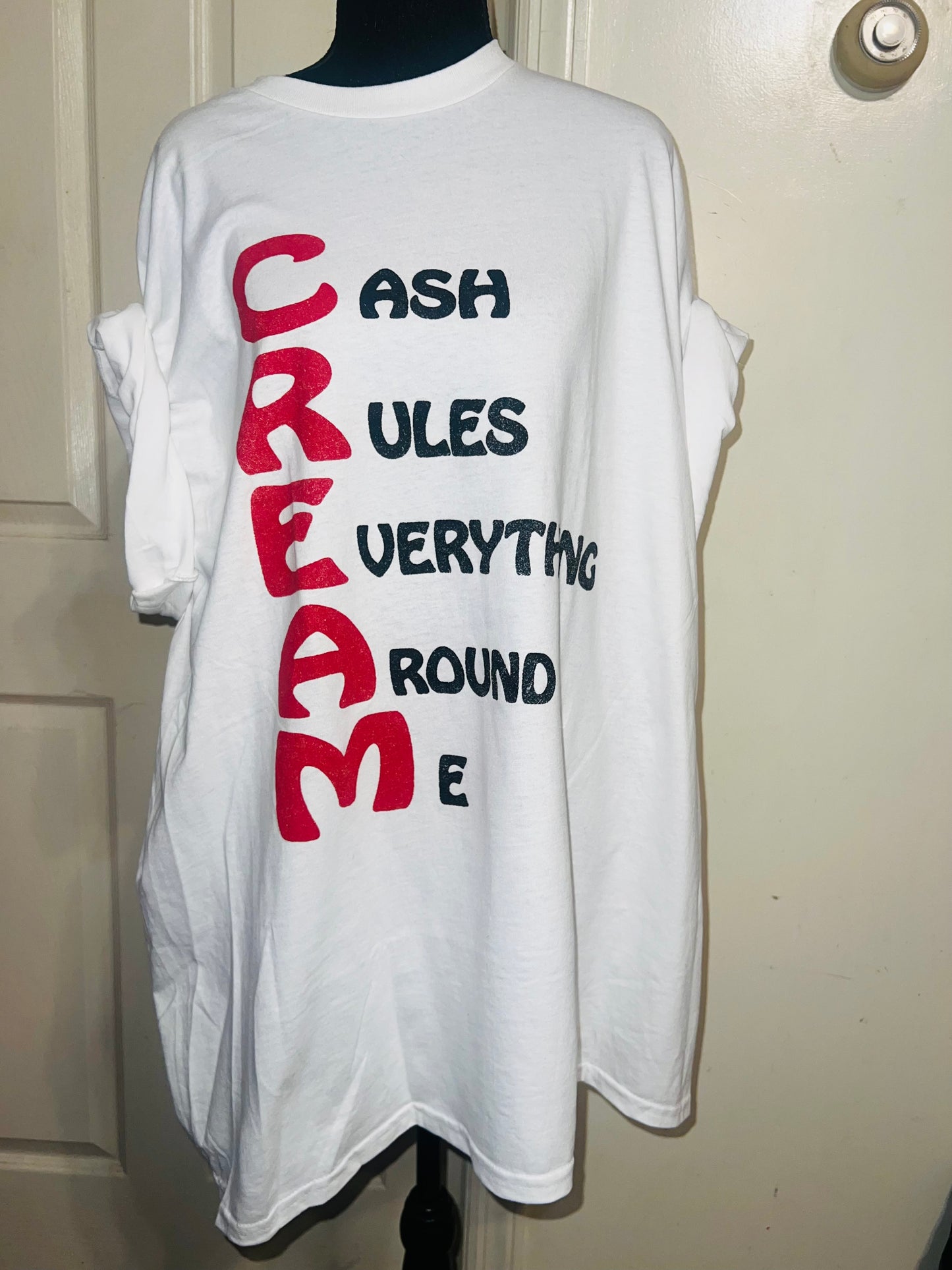 Wu-Tang CREAM Oversized Distressed Tee