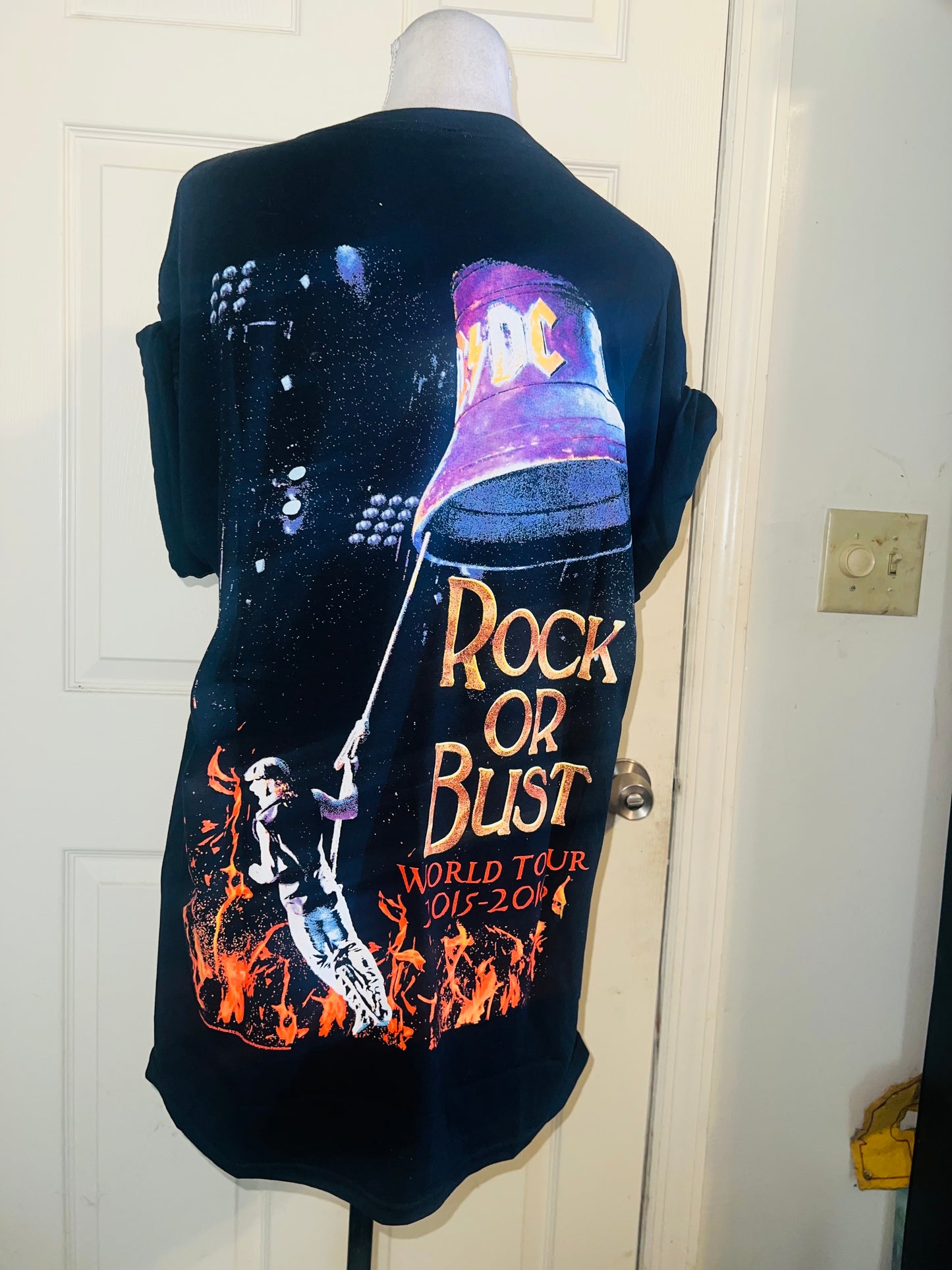 AC/DC Double Sided Oversized Distressed Tee