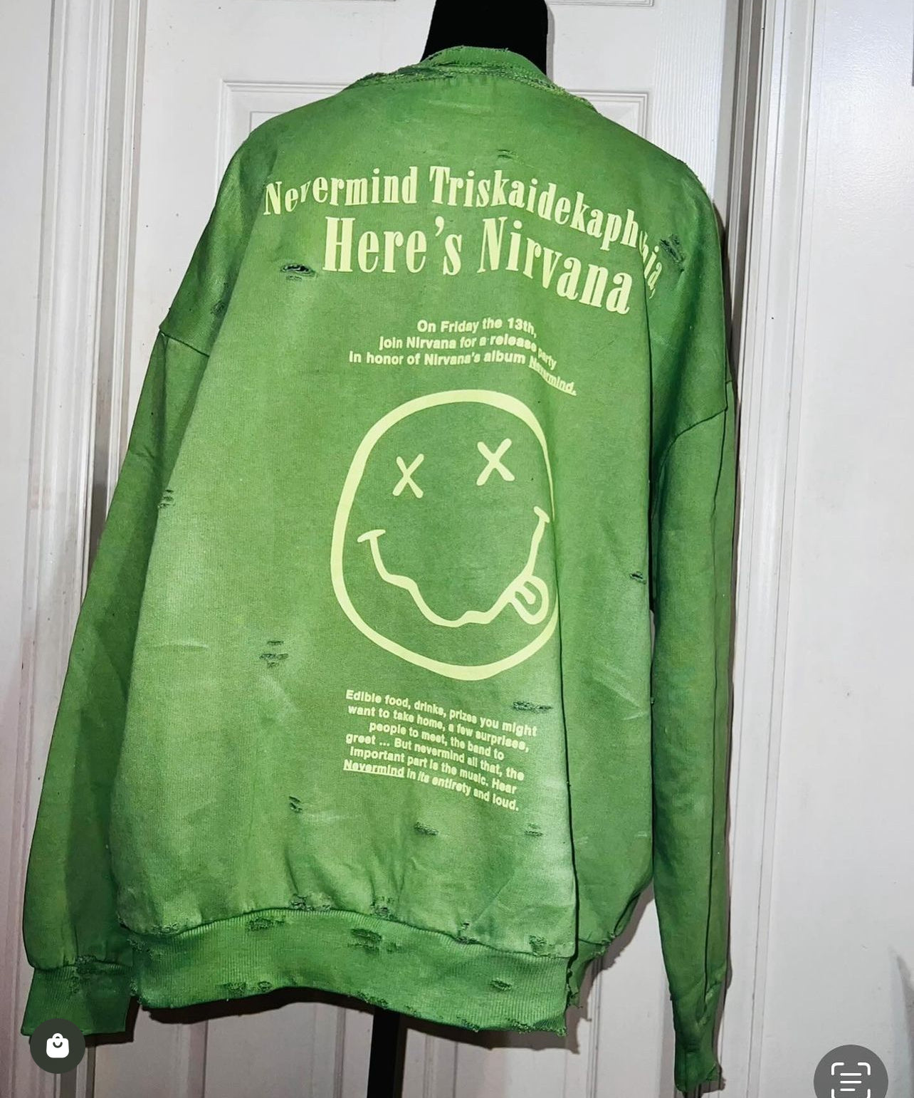 Nirvana Nevermind Oversized Distresed Sweatshirt