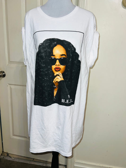 H.E.R. Oversized Distressed Tee