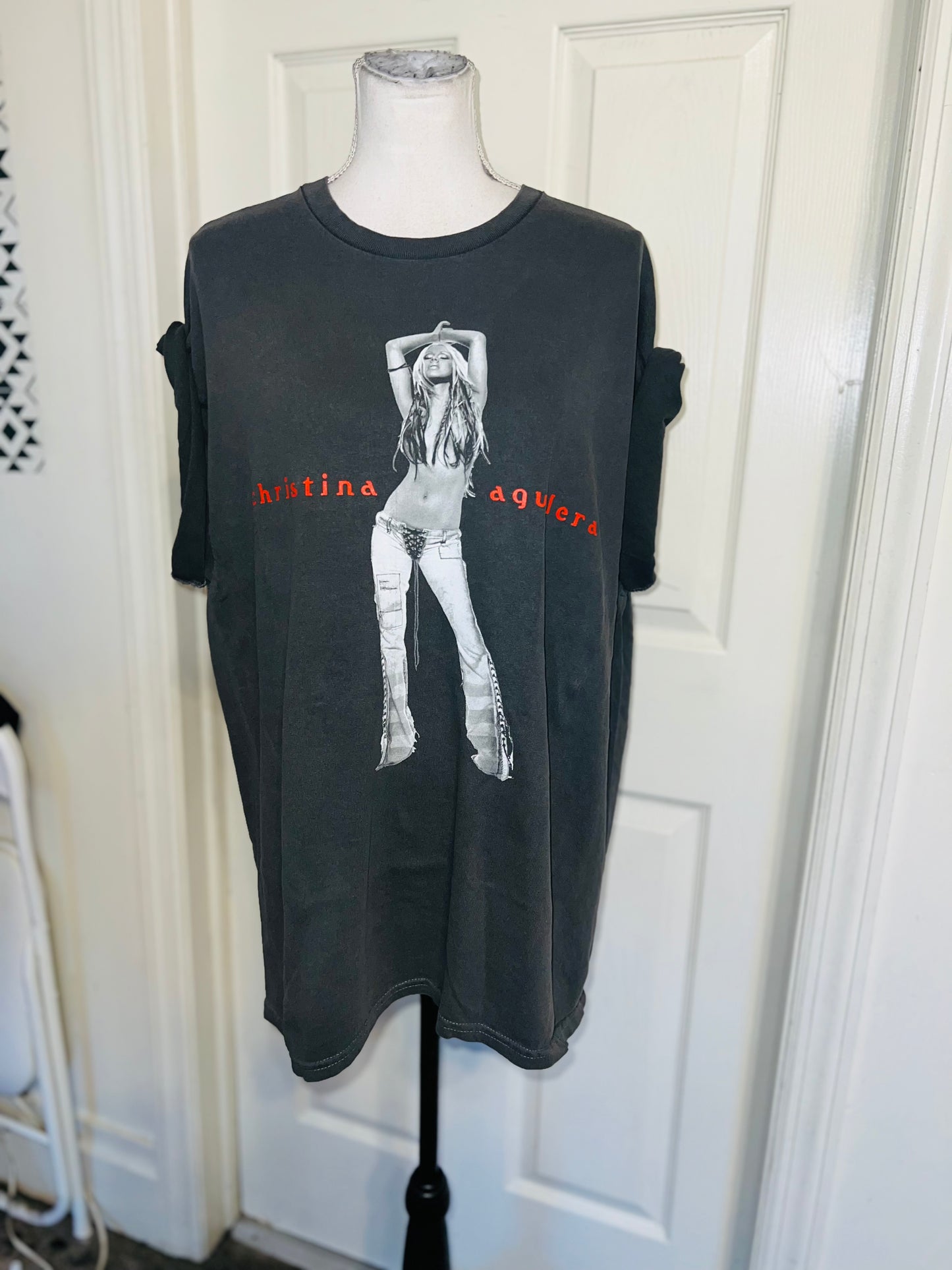 Christina Aguilera Oversized Distressed Tee