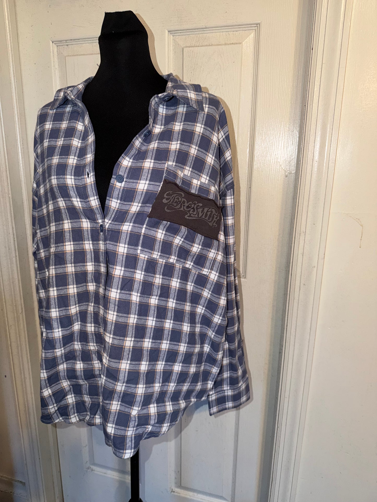 Aerosmith Oversized Double Sided Distressed Flannel