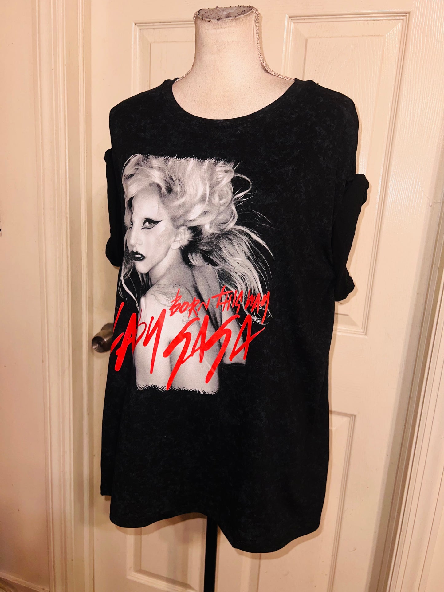 Lady Gaga Oversized Distressed Tee