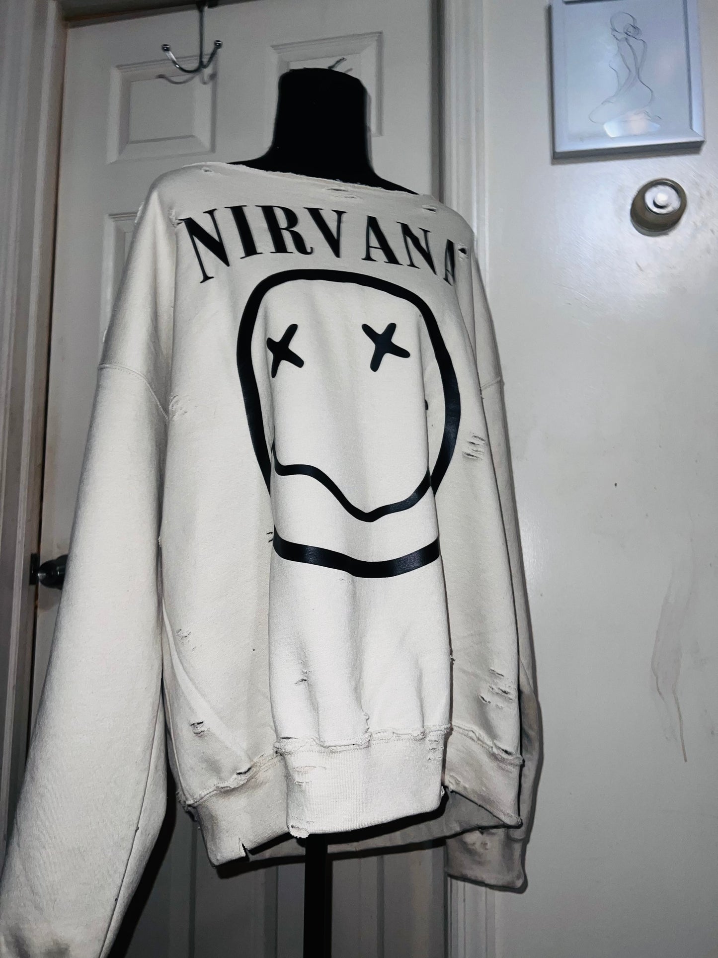 Nirvana Oversized Distressed Sweatshirt
