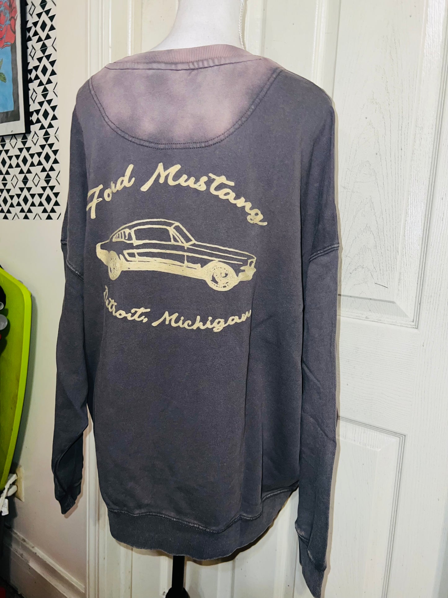 Ford Mustang Double Sided Oversized Distressed Sweatshirt