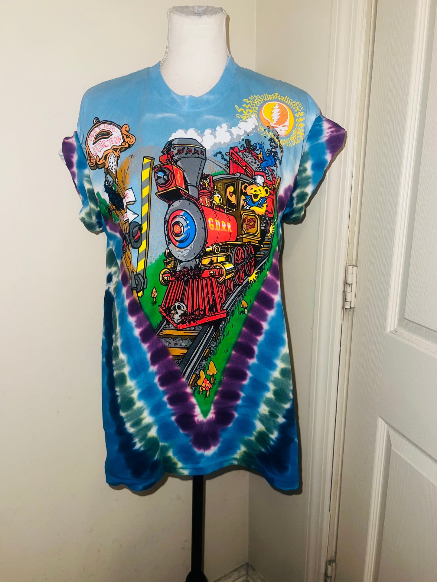 Grateful Dead Train Double Sided Oversized Distressed Tee