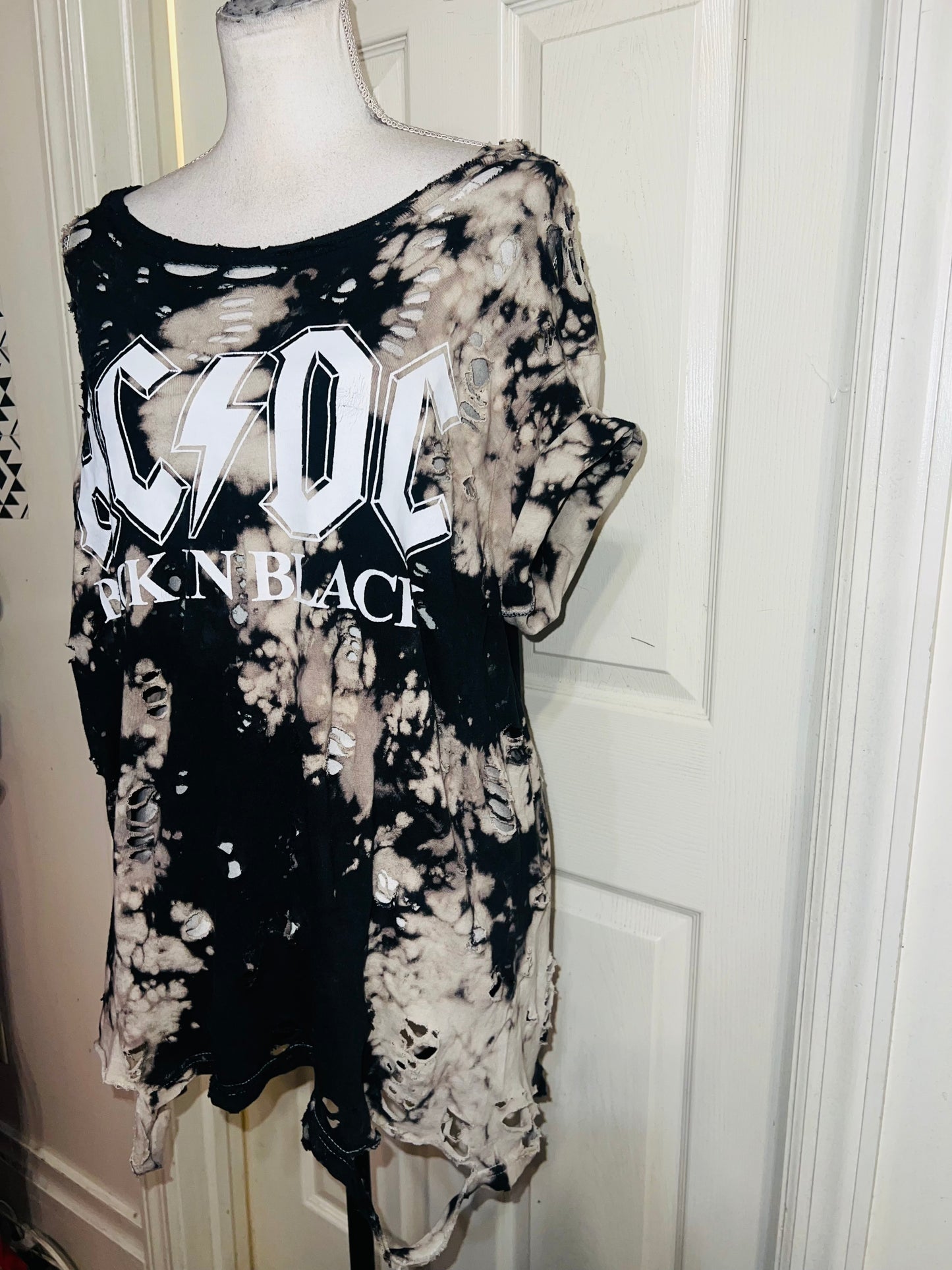 AC/DC Double Sided Oversized Distressed Tee