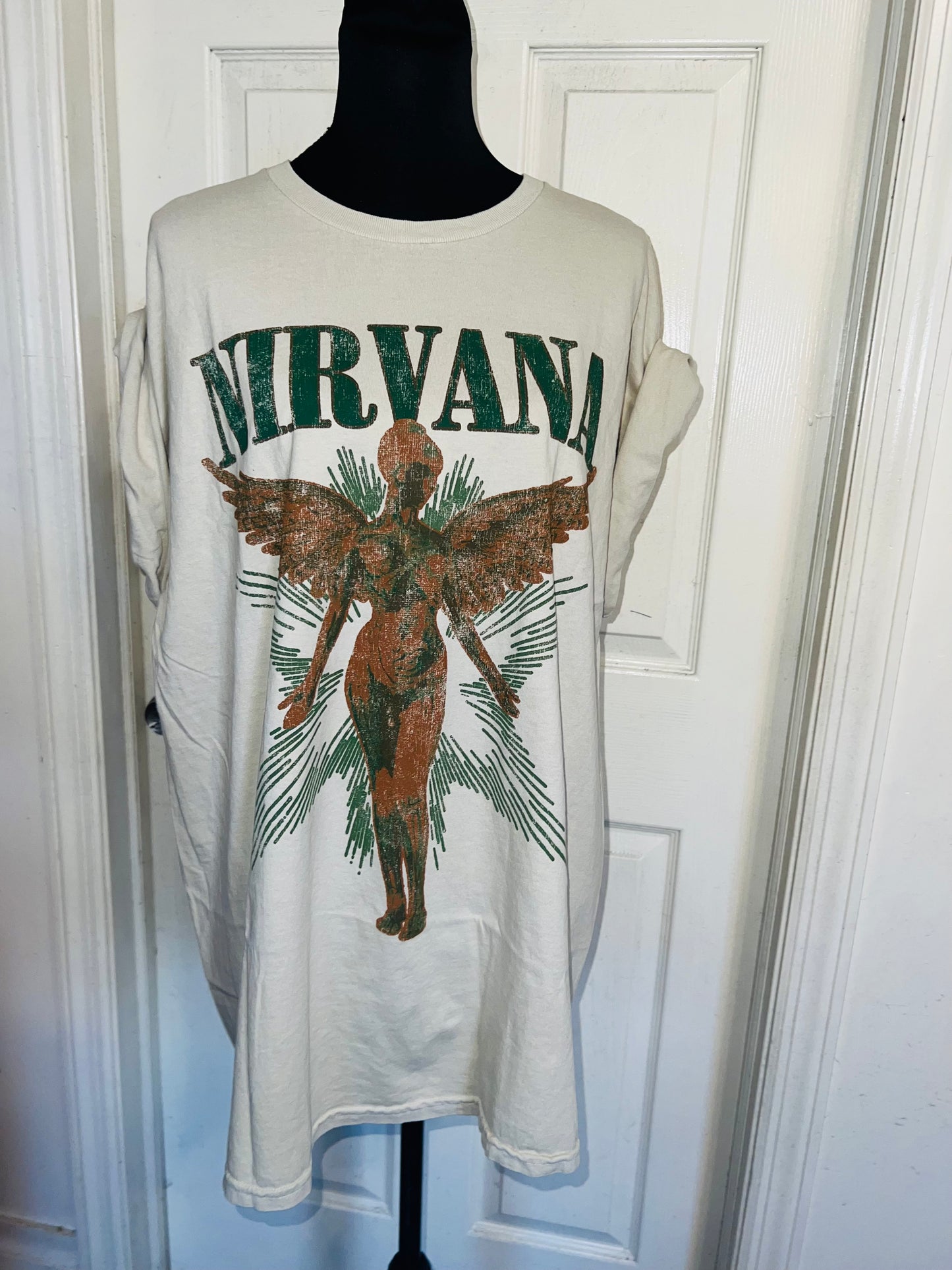 Nirvana Double Sided Oversized Distressed Tee