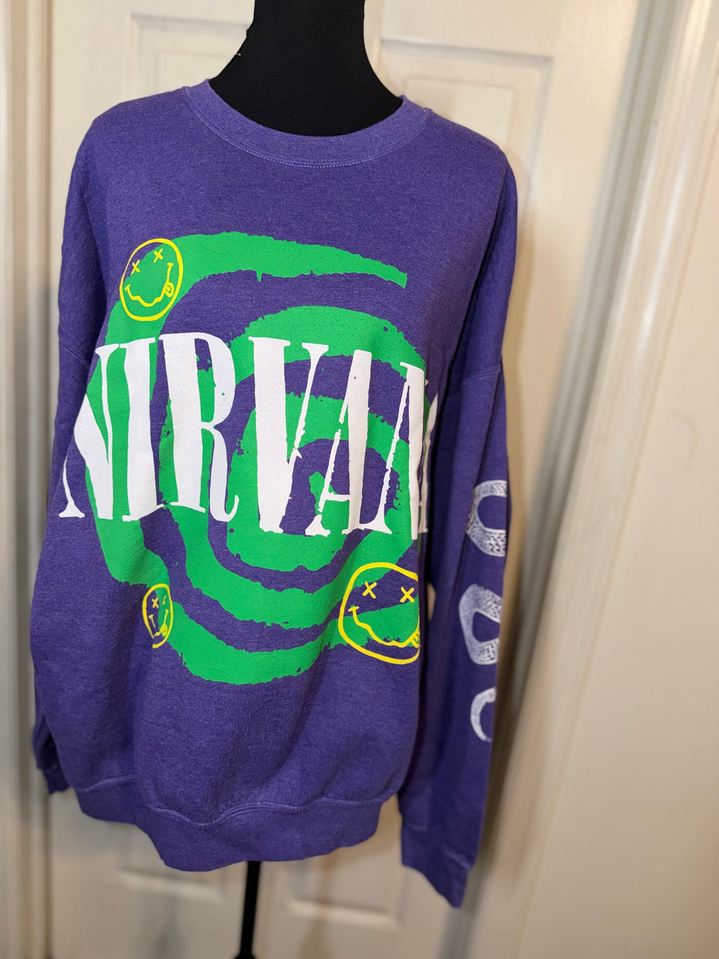 Nirvana Double Sided Oversized Distressed Sweatshirt