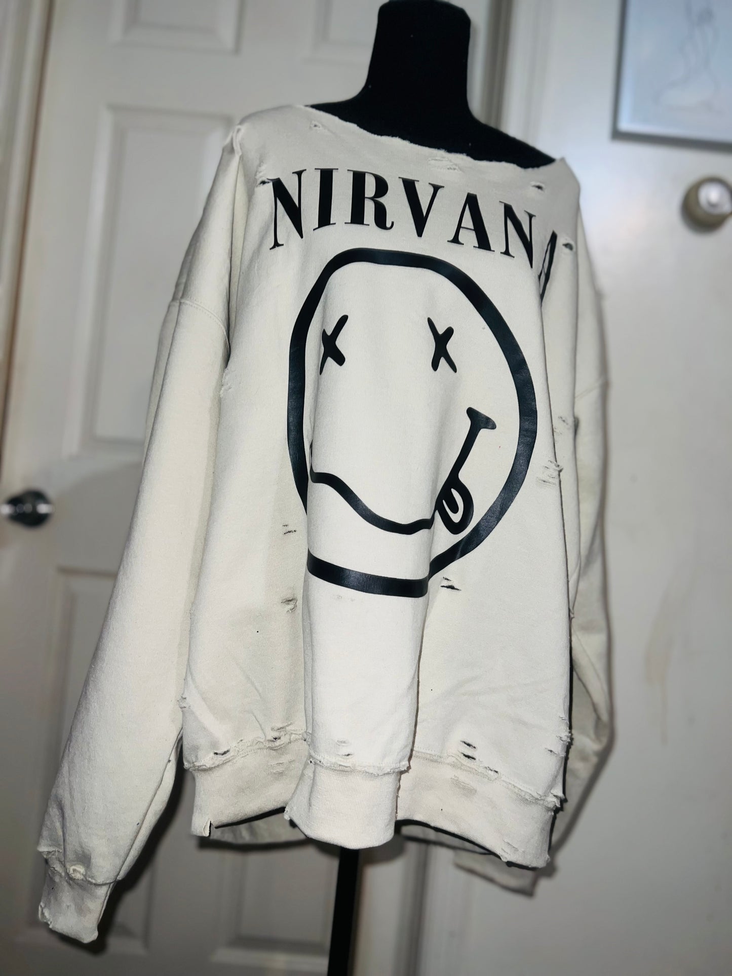 Nirvana Oversized Distressed Sweatshirt