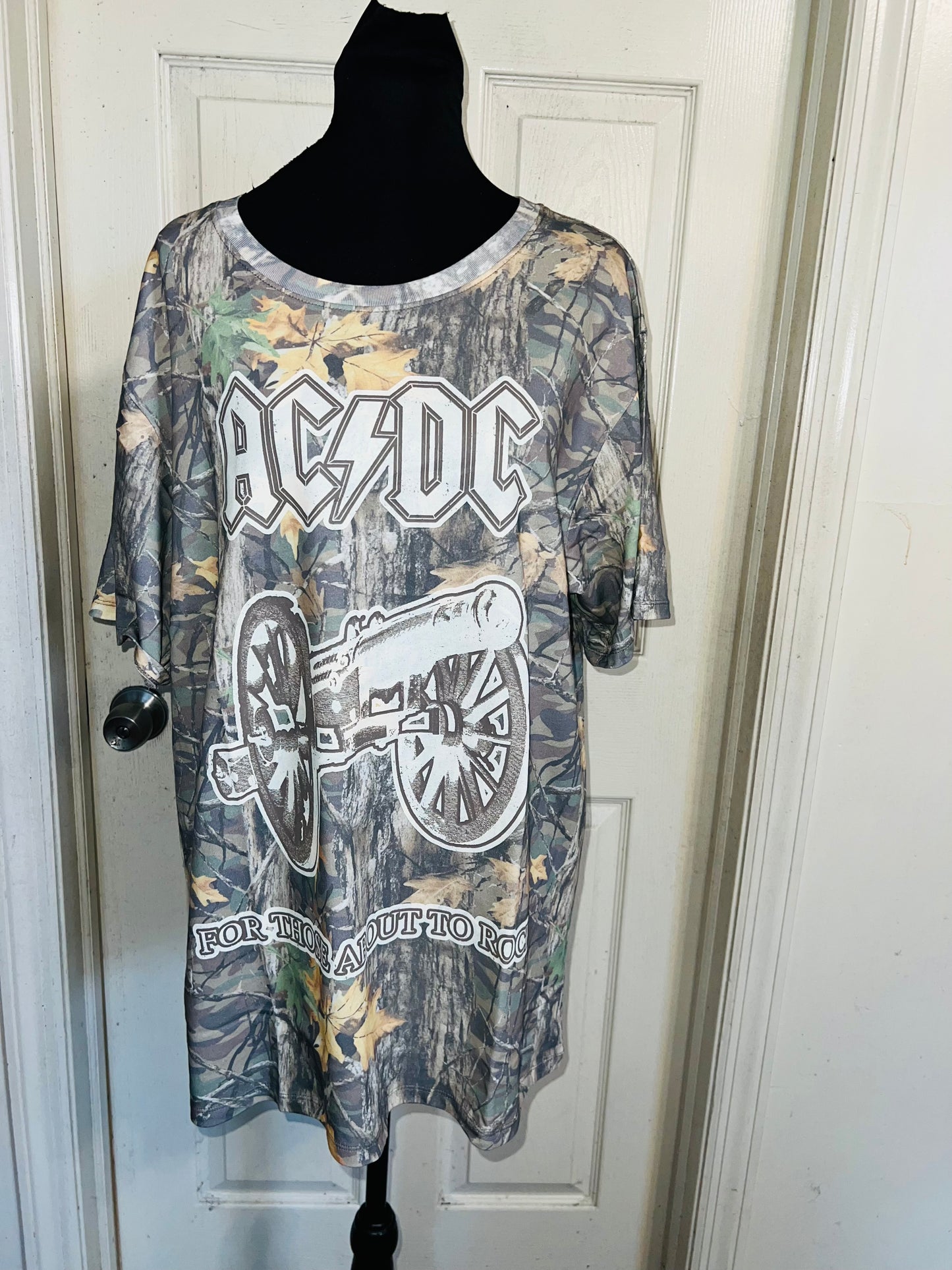 AC/DC Camo Oversized Distressed Tee