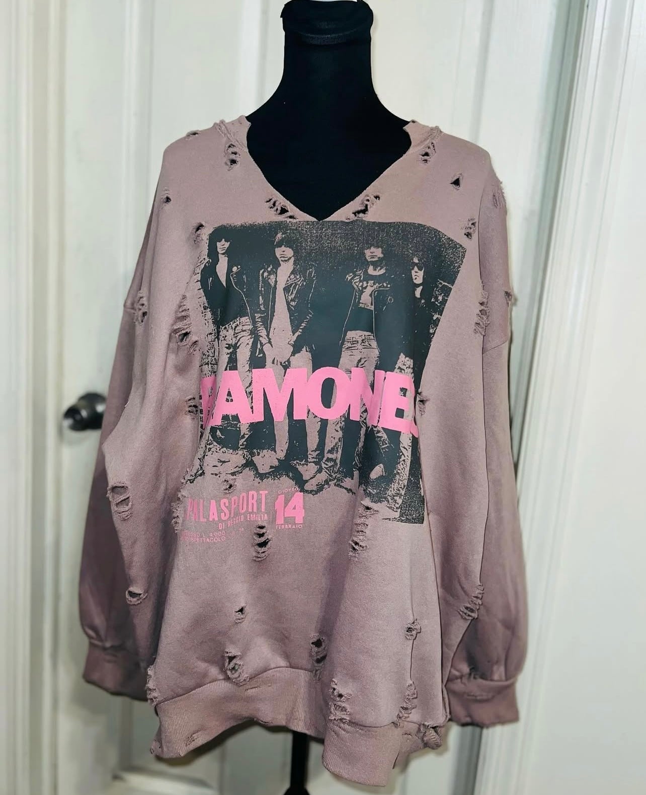 The Ramones Oversized Distressed Sweatshirt