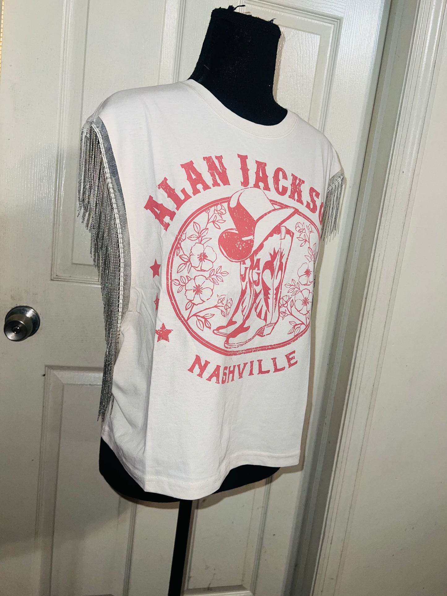 Alan Jackson Oversized Metal Fringe Muscle Tee