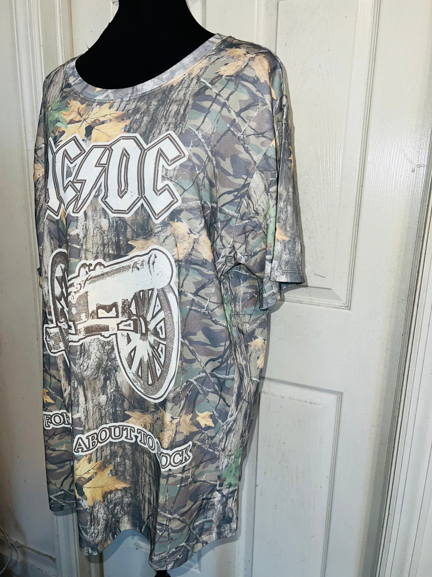 AC/DC Camo Oversized Distressed Tee