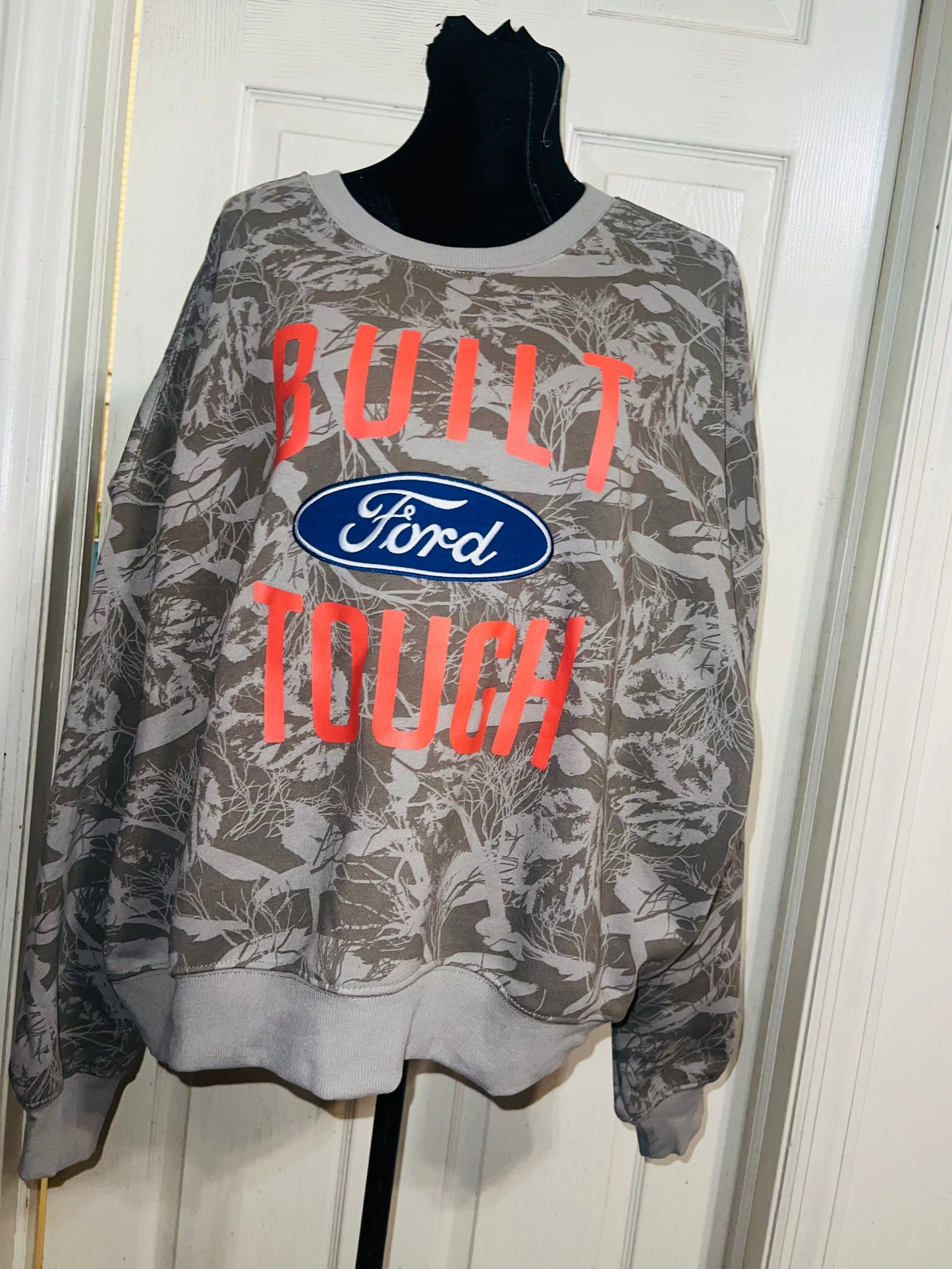 Ford Oversized Distressed Camo Sweatshirt