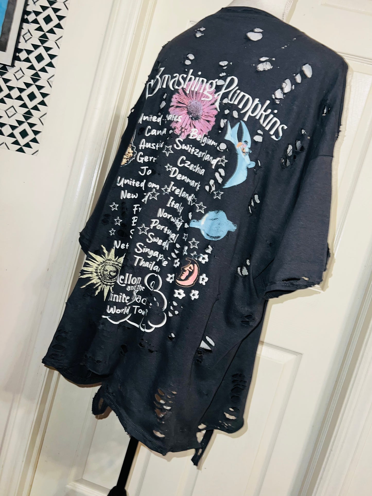 Smashing Pumpkins Double Sided Oversized Distressed Tee