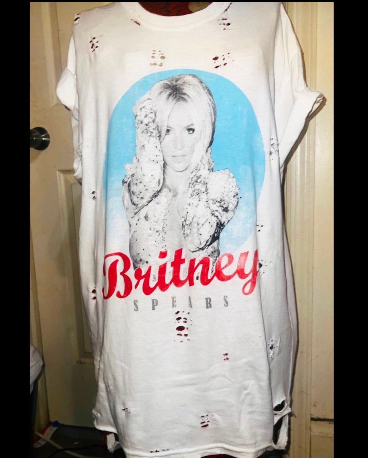 Britney Spears Oversized Distressed Tee