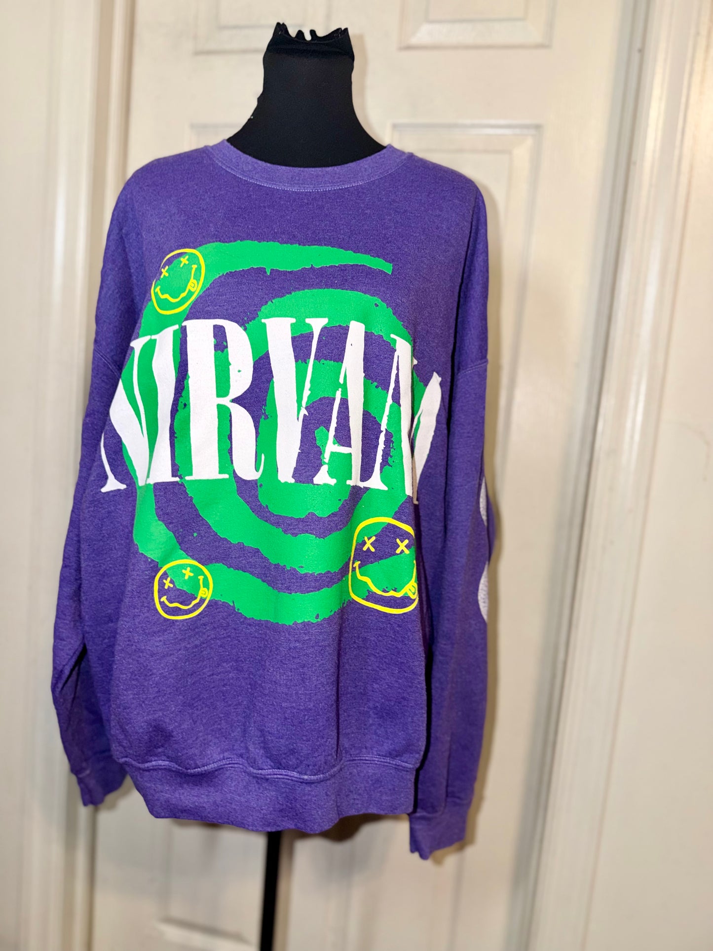 Nirvana Double Sided Oversized Distressed Sweatshirt