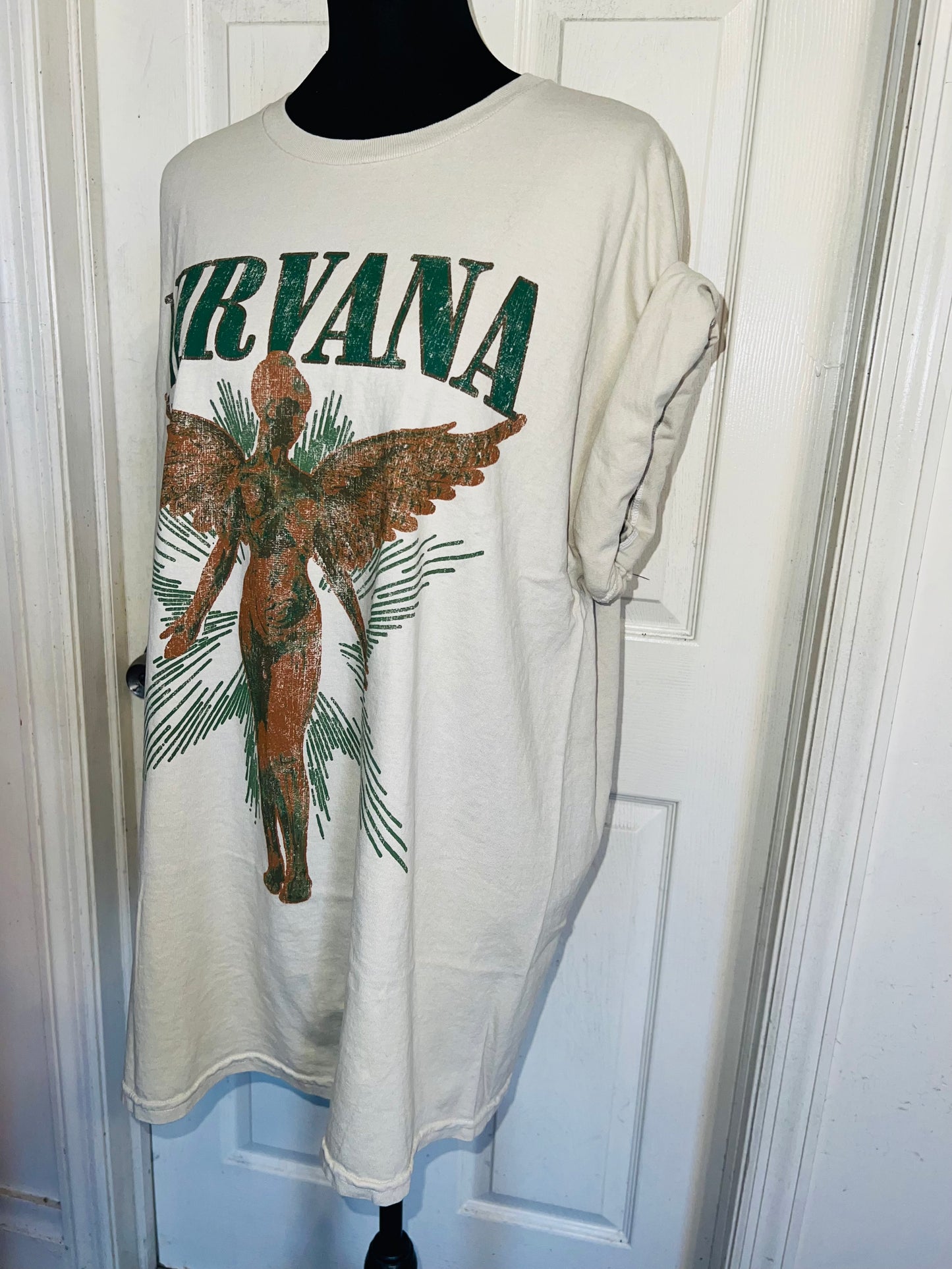 Nirvana Double Sided Oversized Distressed Tee
