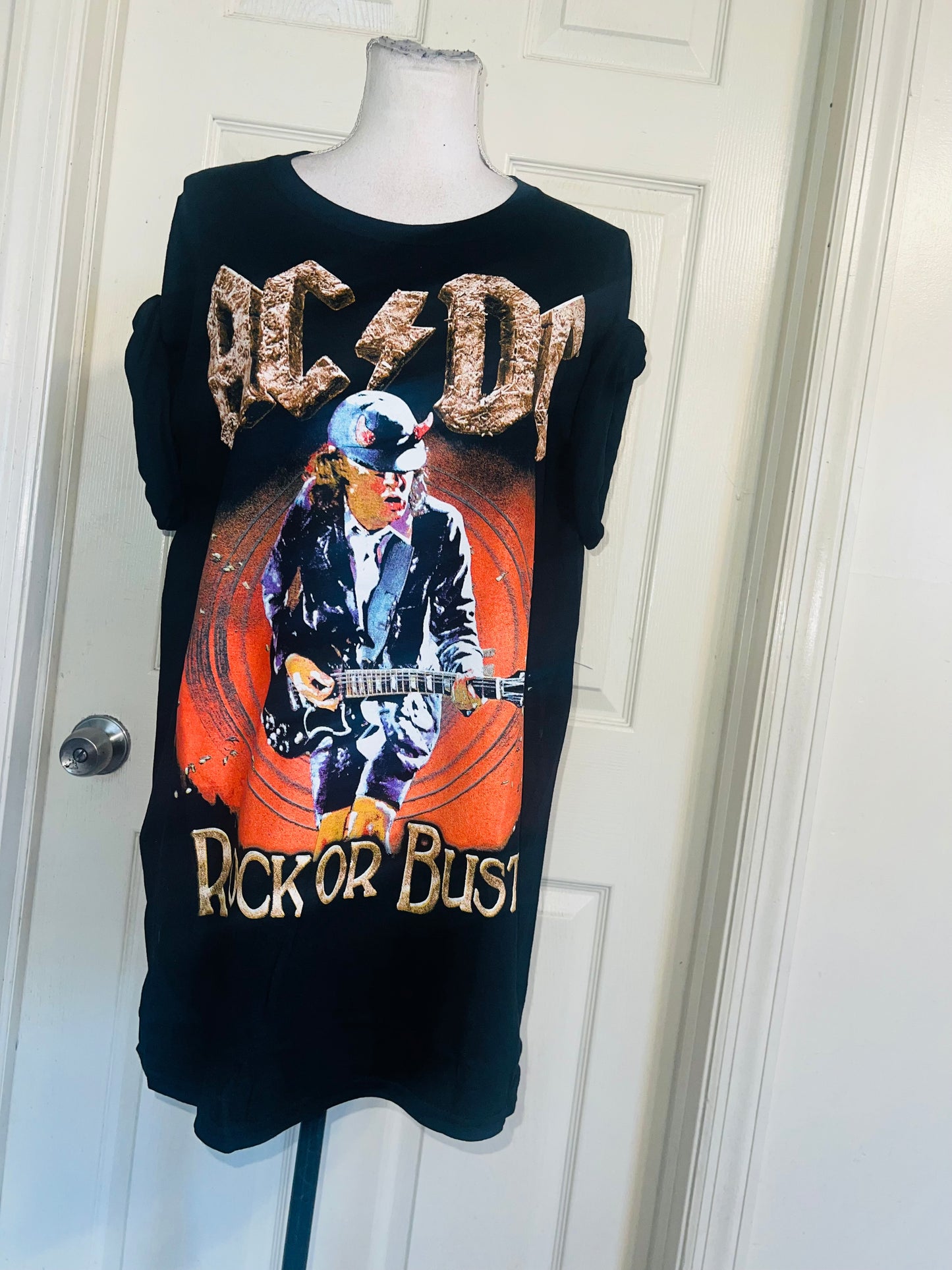 AC/DC Double Sided Oversized Distressed Tee