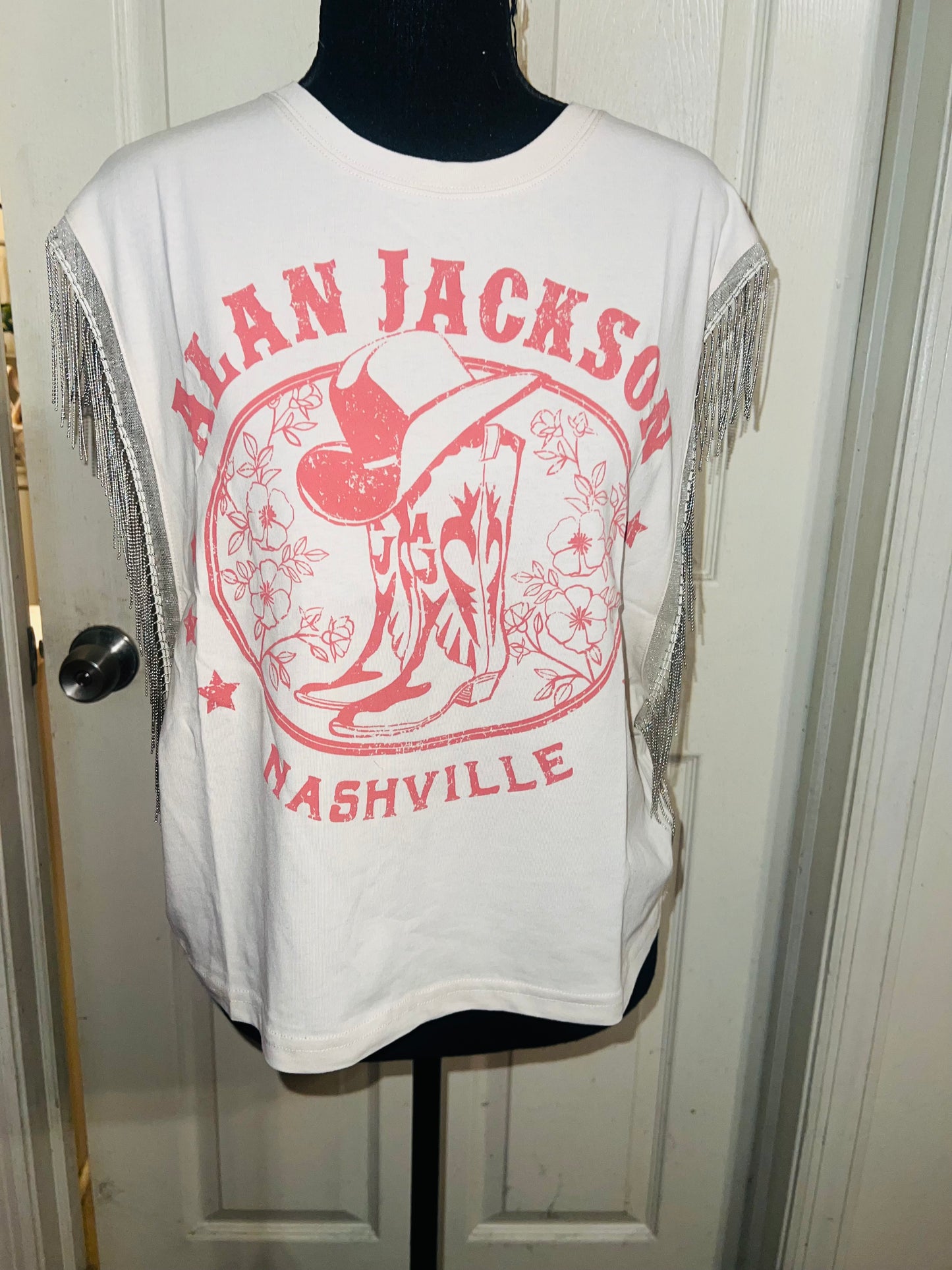 Alan Jackson Oversized Metal Fringe Muscle Tee