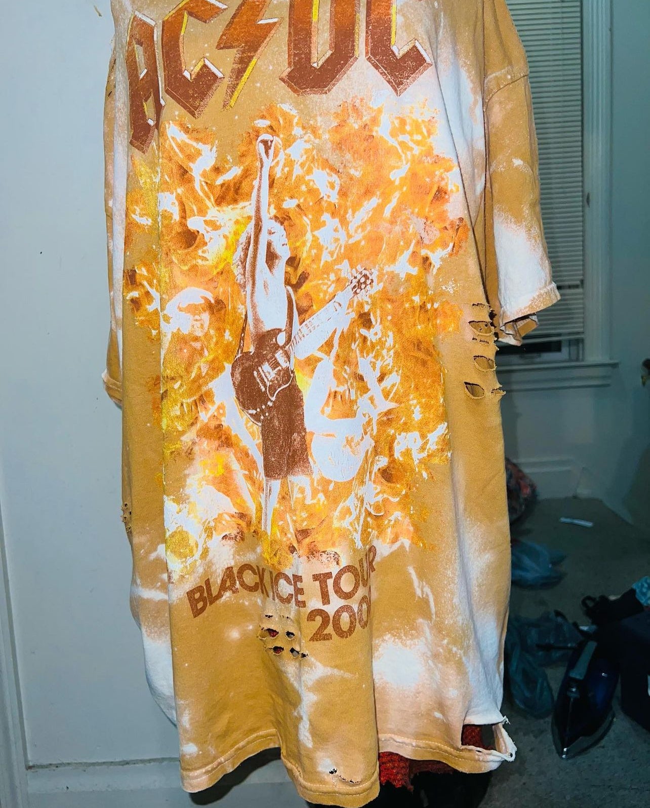 AC/DC Bleached Oversized Distressed Tee