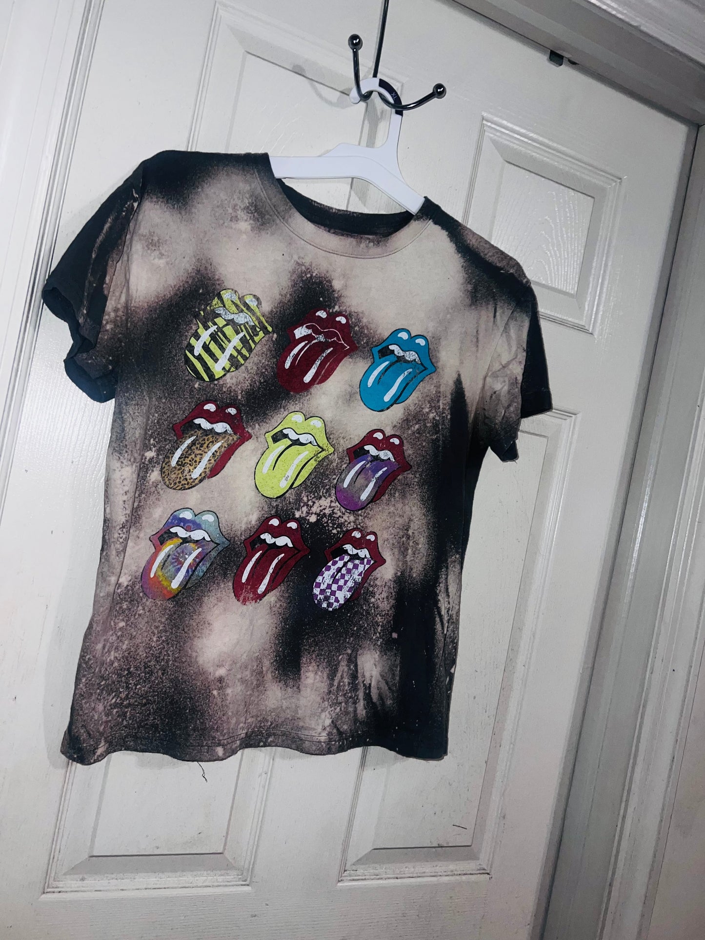 Bleached The Rolling Stones Multi Color Distressed Tee