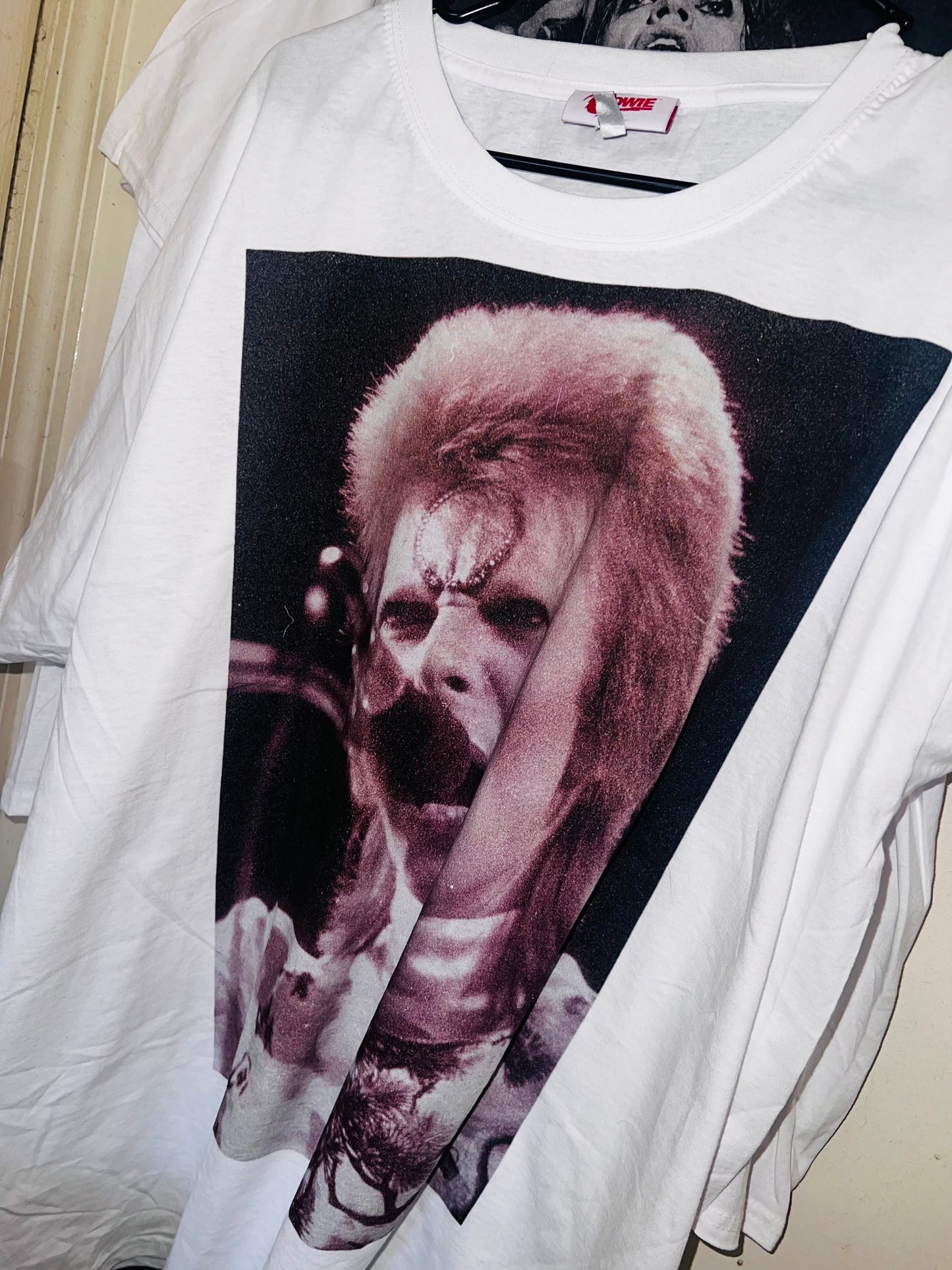 David Bowie Black & White Oversized Distressed Tee