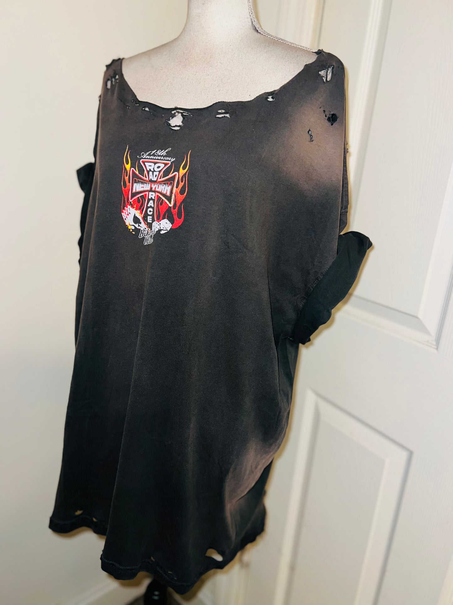 Bikers Club Road Race 18th Anniversary Oversized Distressed Tee