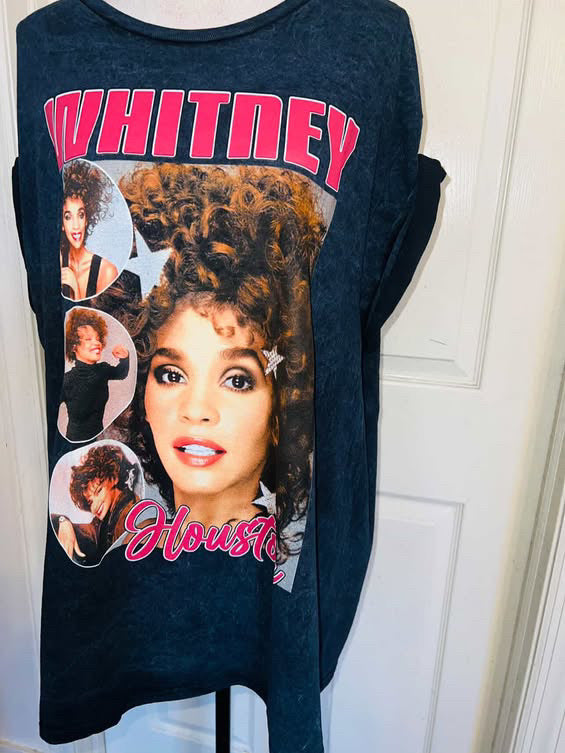 Whitney Houston Double Sided Oversized Distressed Tee
