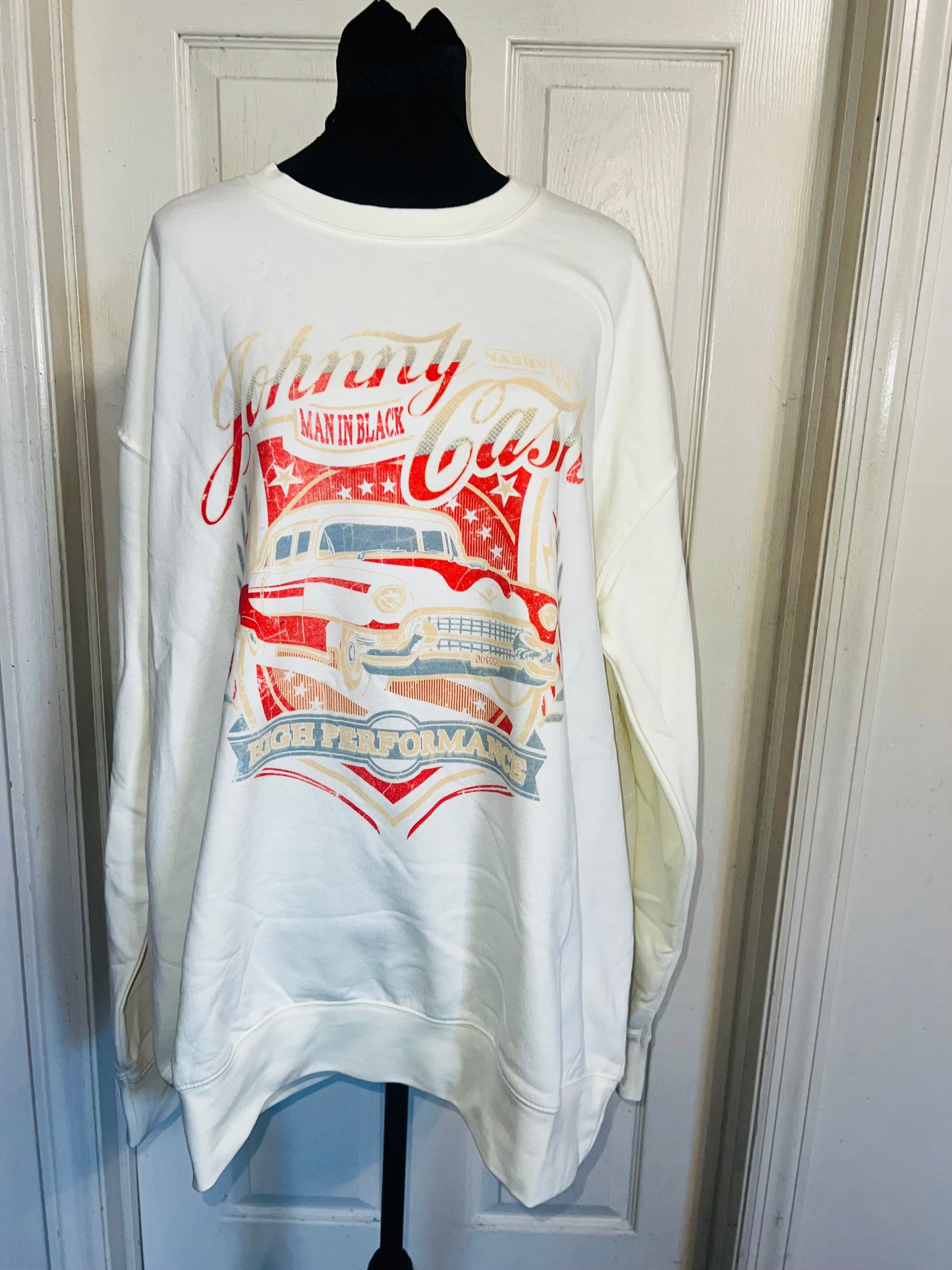 Johnny Cash Oversized Distressed Sweatshirt
