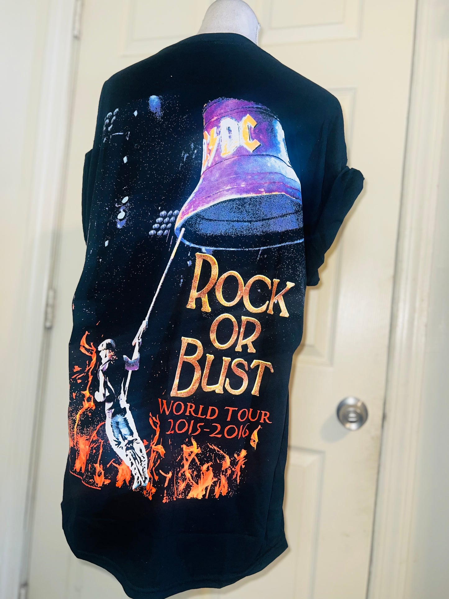 AC/DC Double Sided Oversized Distressed Tee