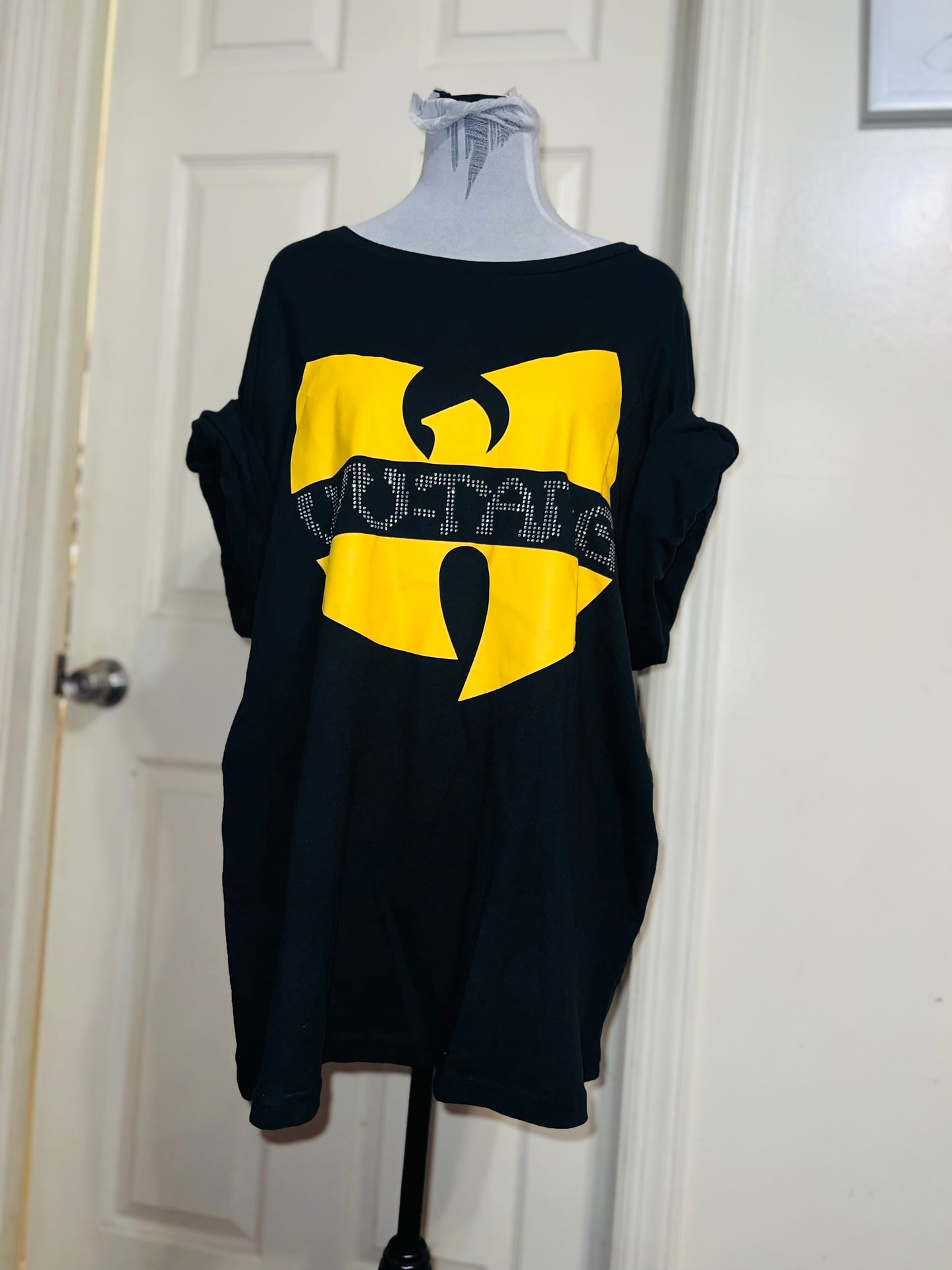 Wu-Tang Clan Rhinestone Oversized Distressed Tee