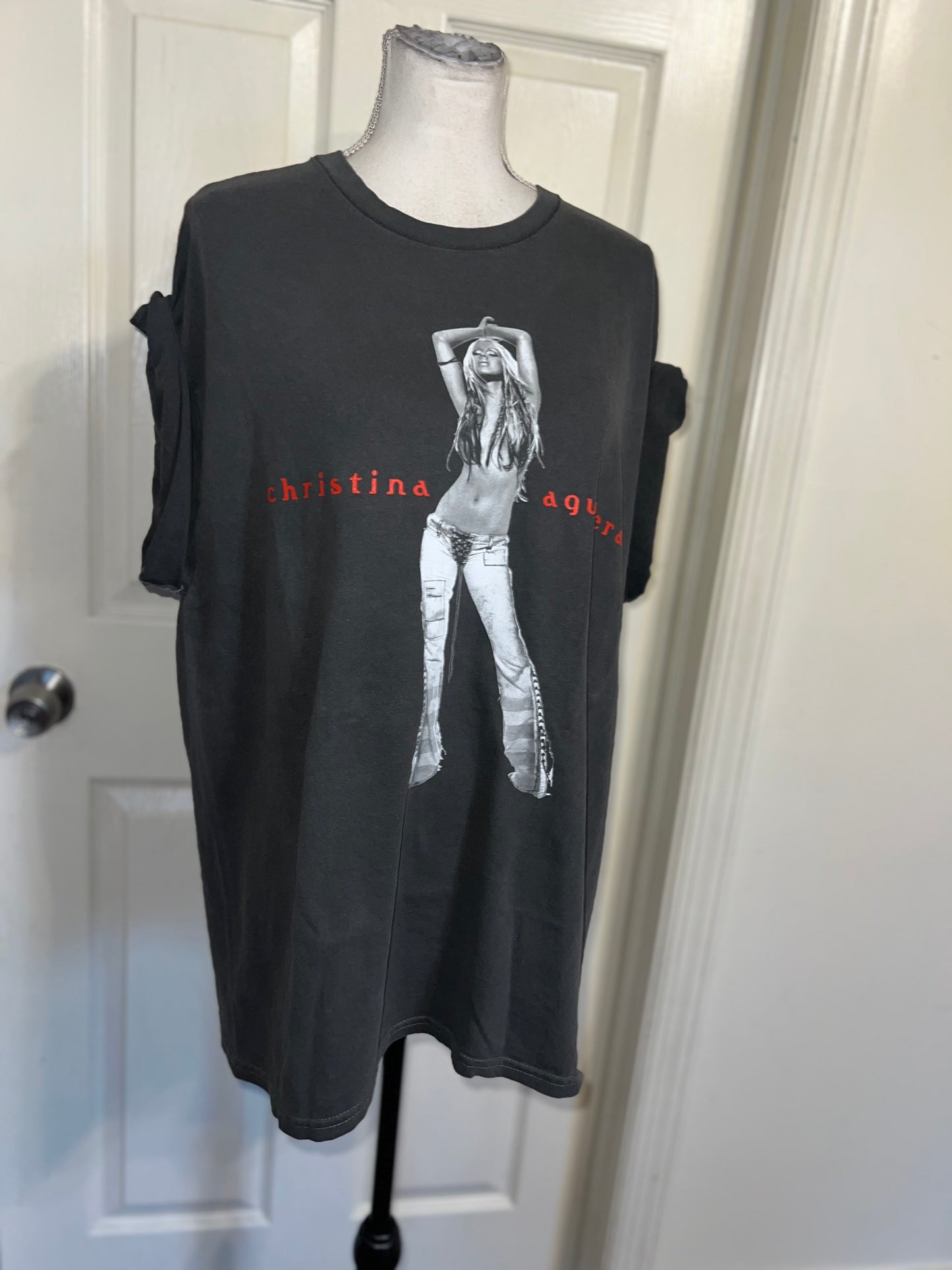 Christina Aguilera Oversized Distressed Tee