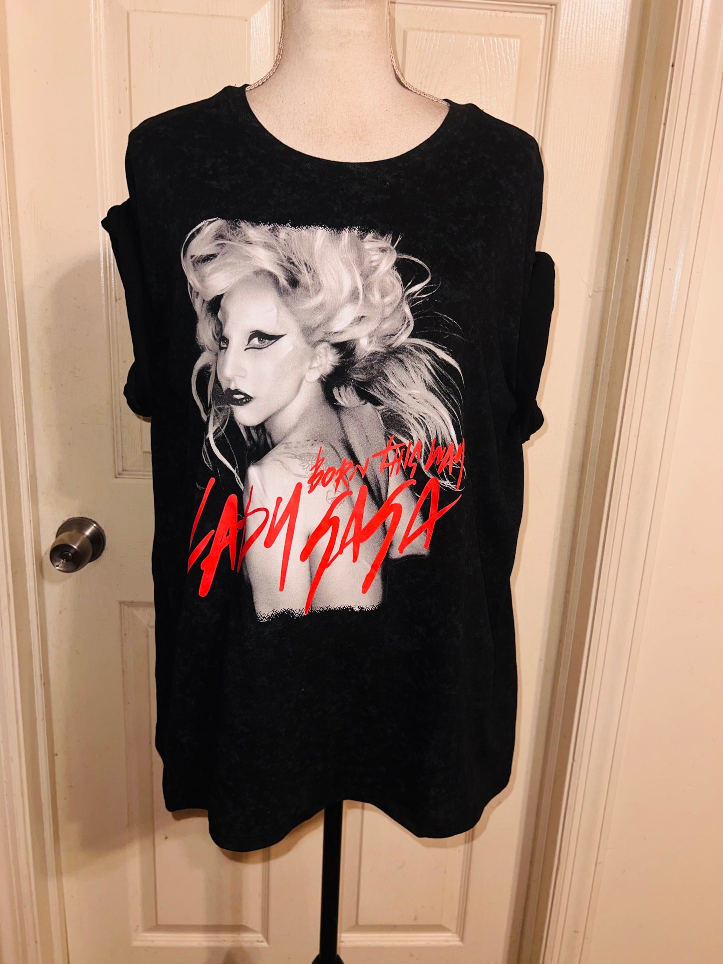 Lady Gaga Oversized Distressed Tee