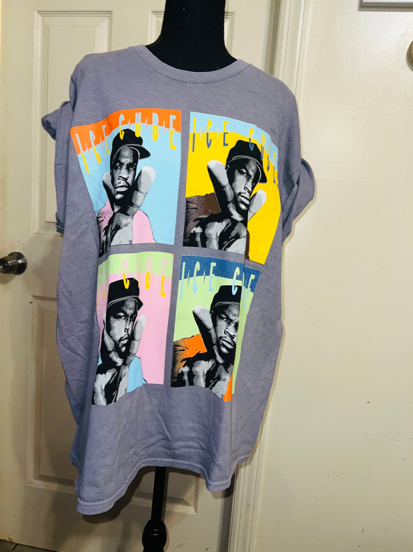 Ice Cube Warhol Pop Art Oversized Distressed Tee