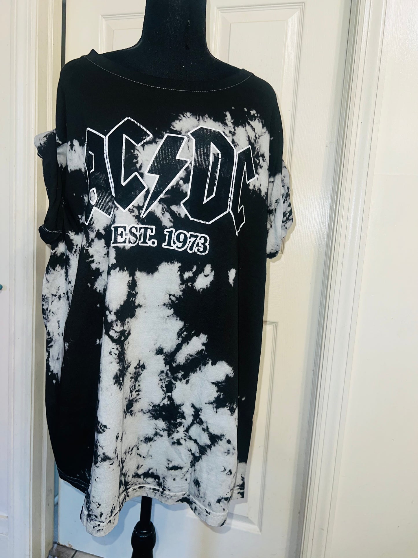 AC/DC Tie Dye Oversized Distressed Tee